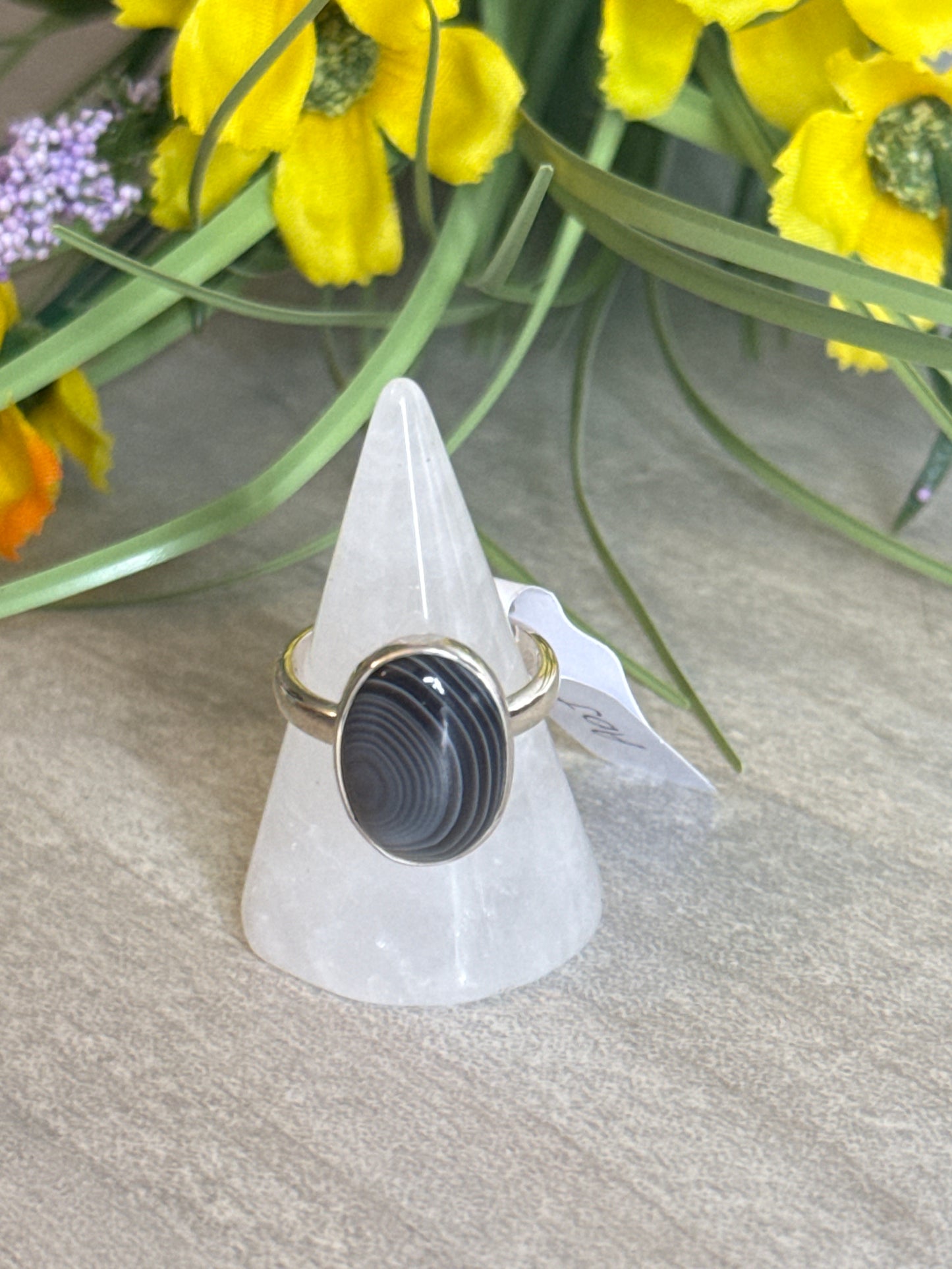 Botswana Agate Adjustable 925 Silver Ring