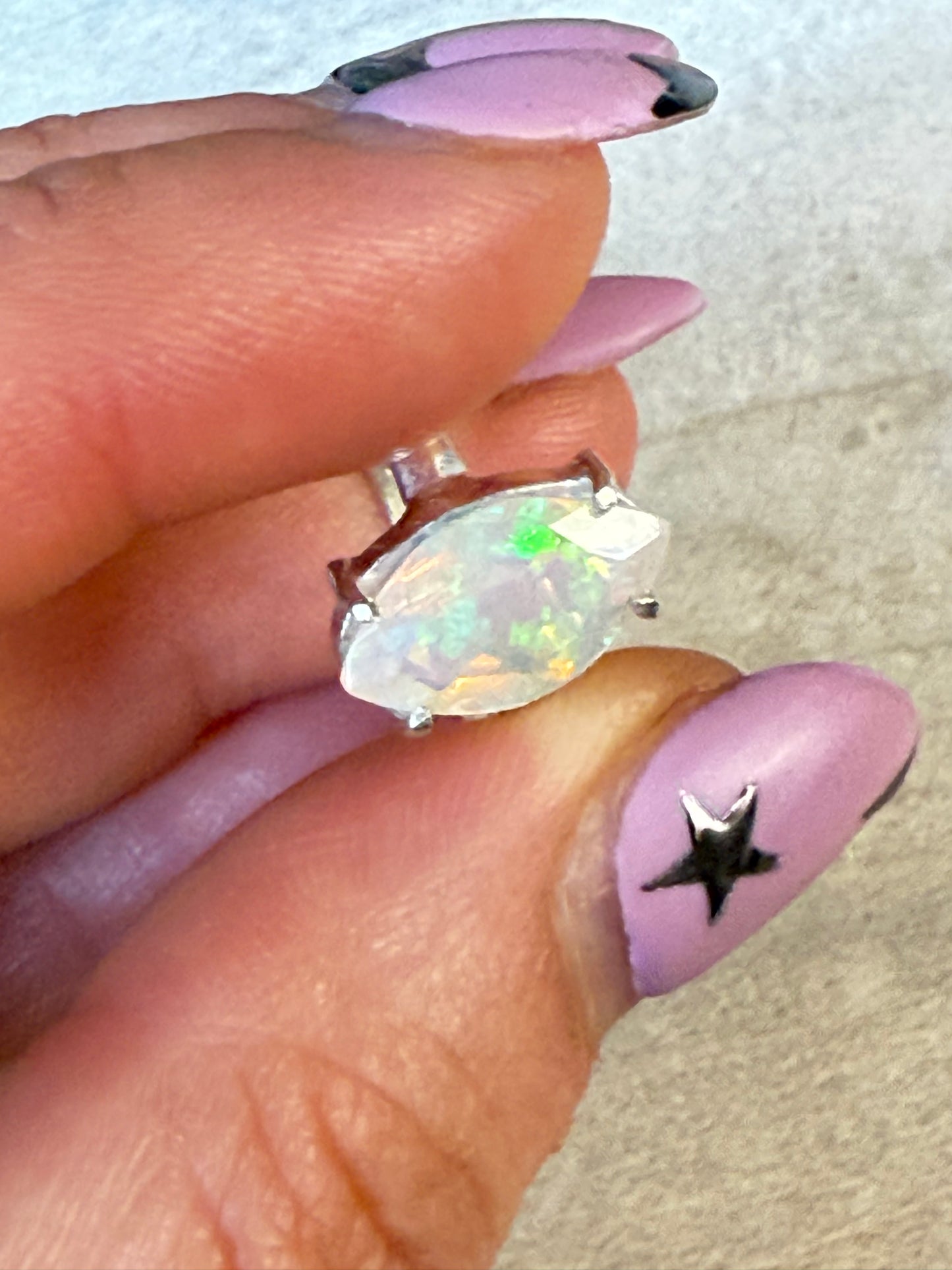 Ethiopian Opal 925 Silver Ring - Size L 1/2 - M