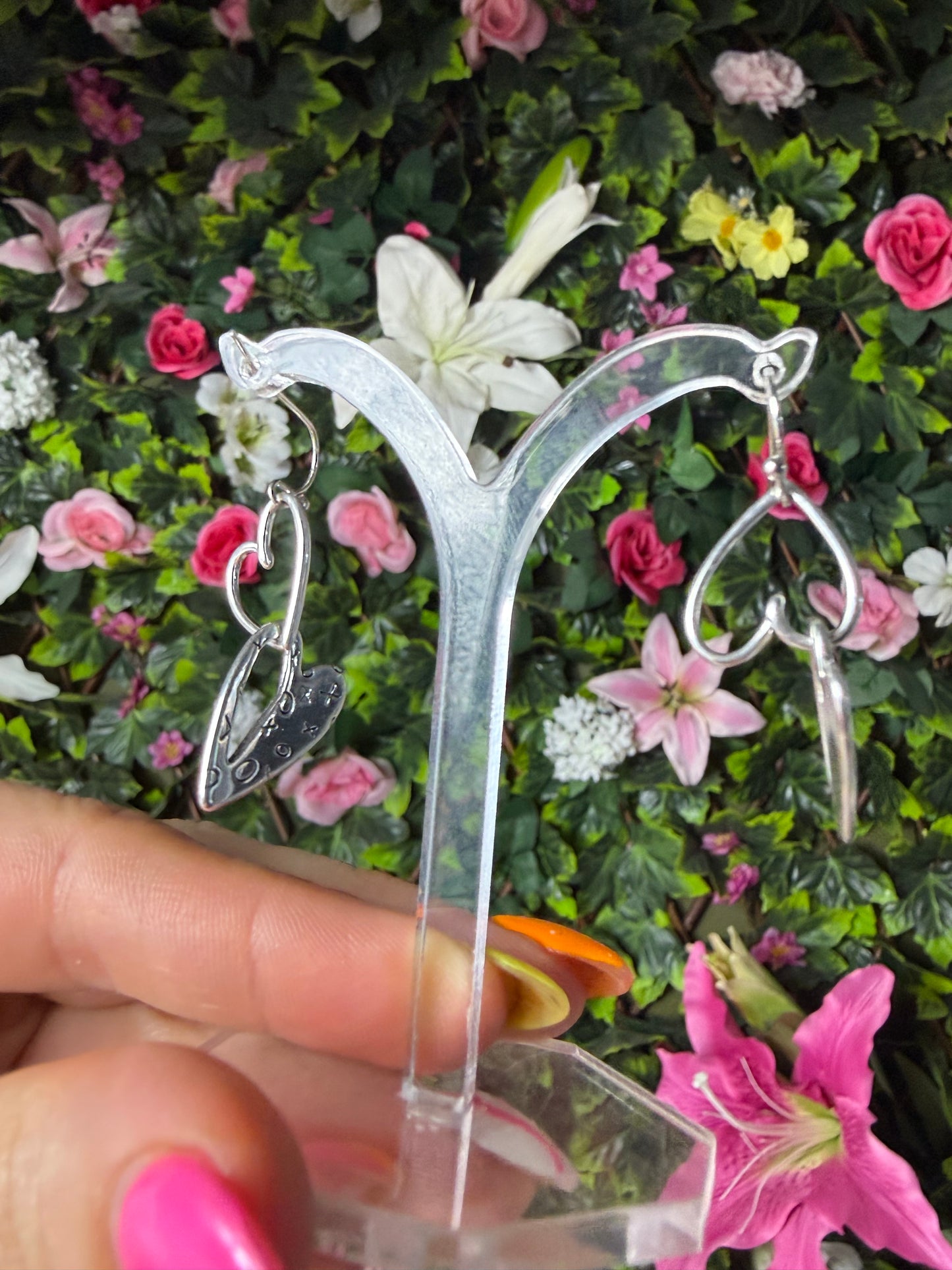 Duo Drop Heart Earrings - Stainless steel