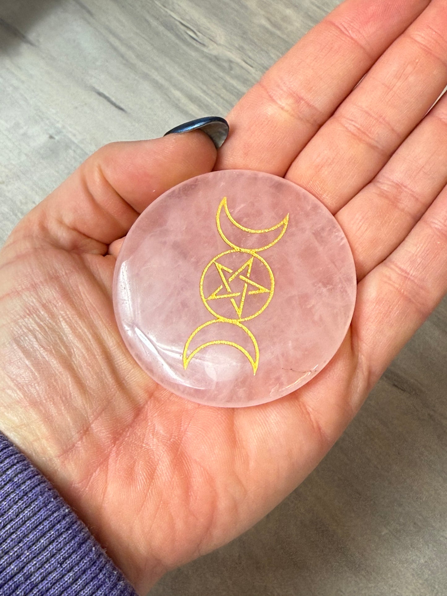 Goddess Rose Disc Palm Stone
