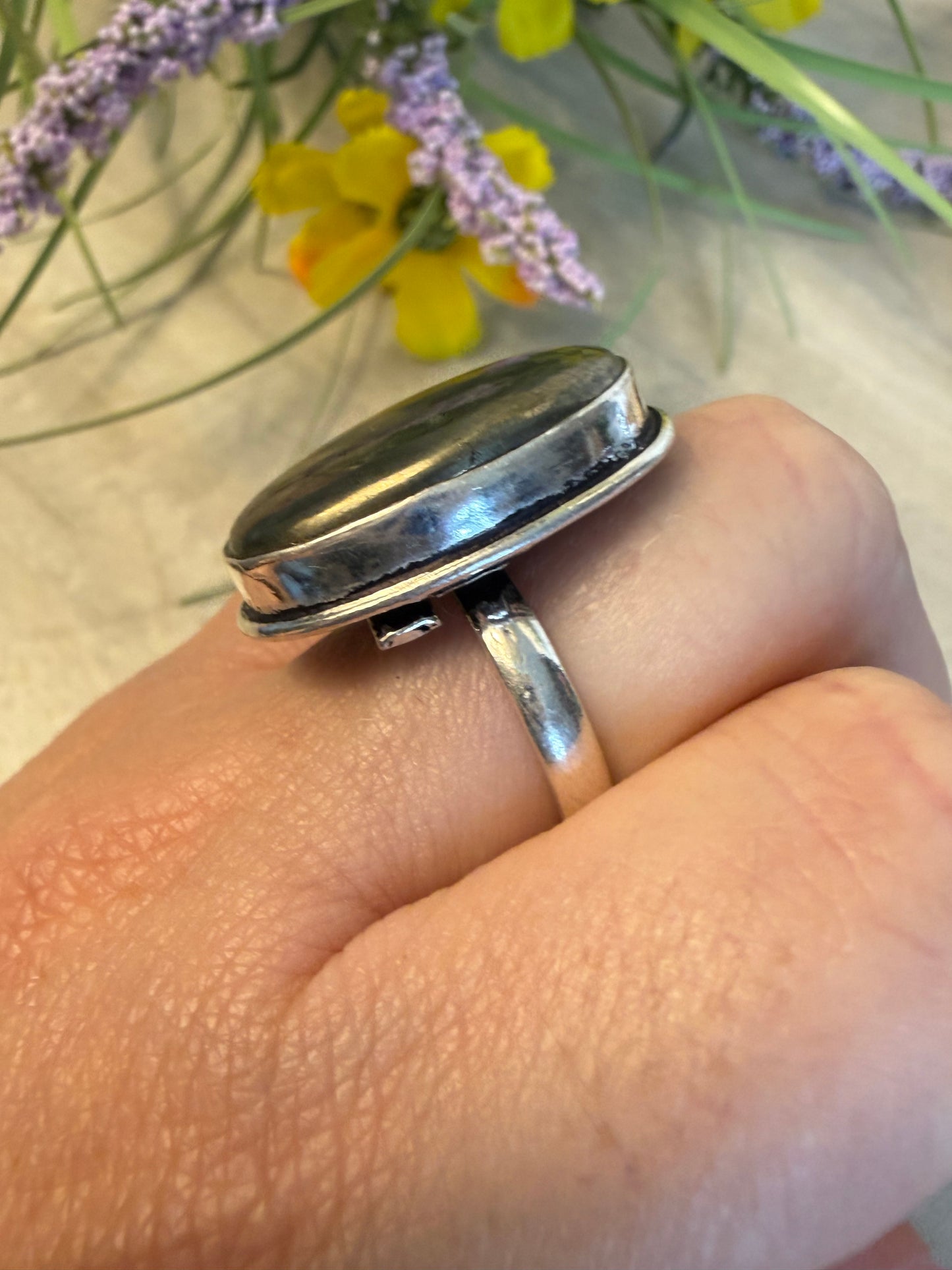 Pyrite Adjustable Silver Plated Ring