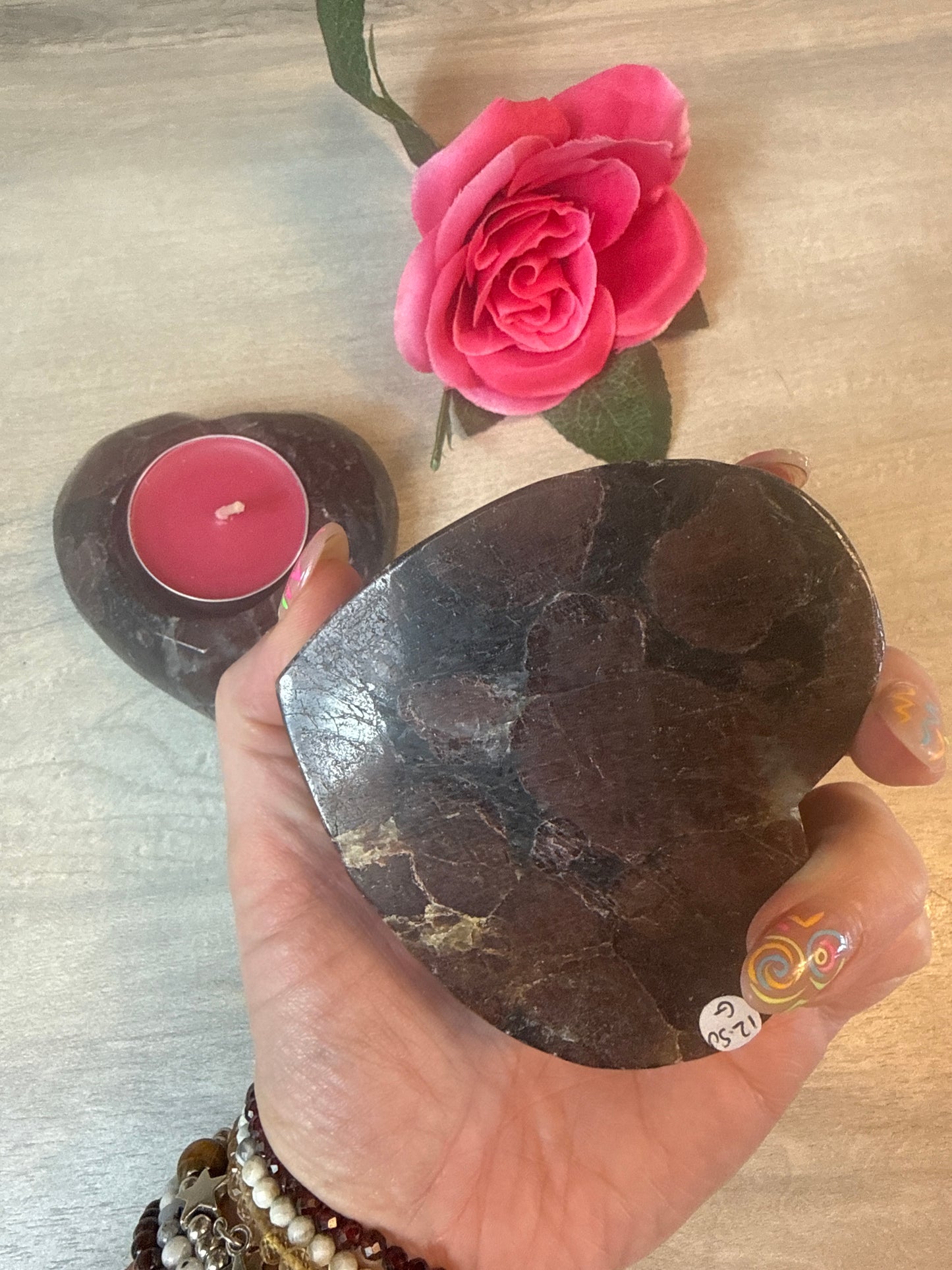 Adversonite (garnet) Heart Candle Holders