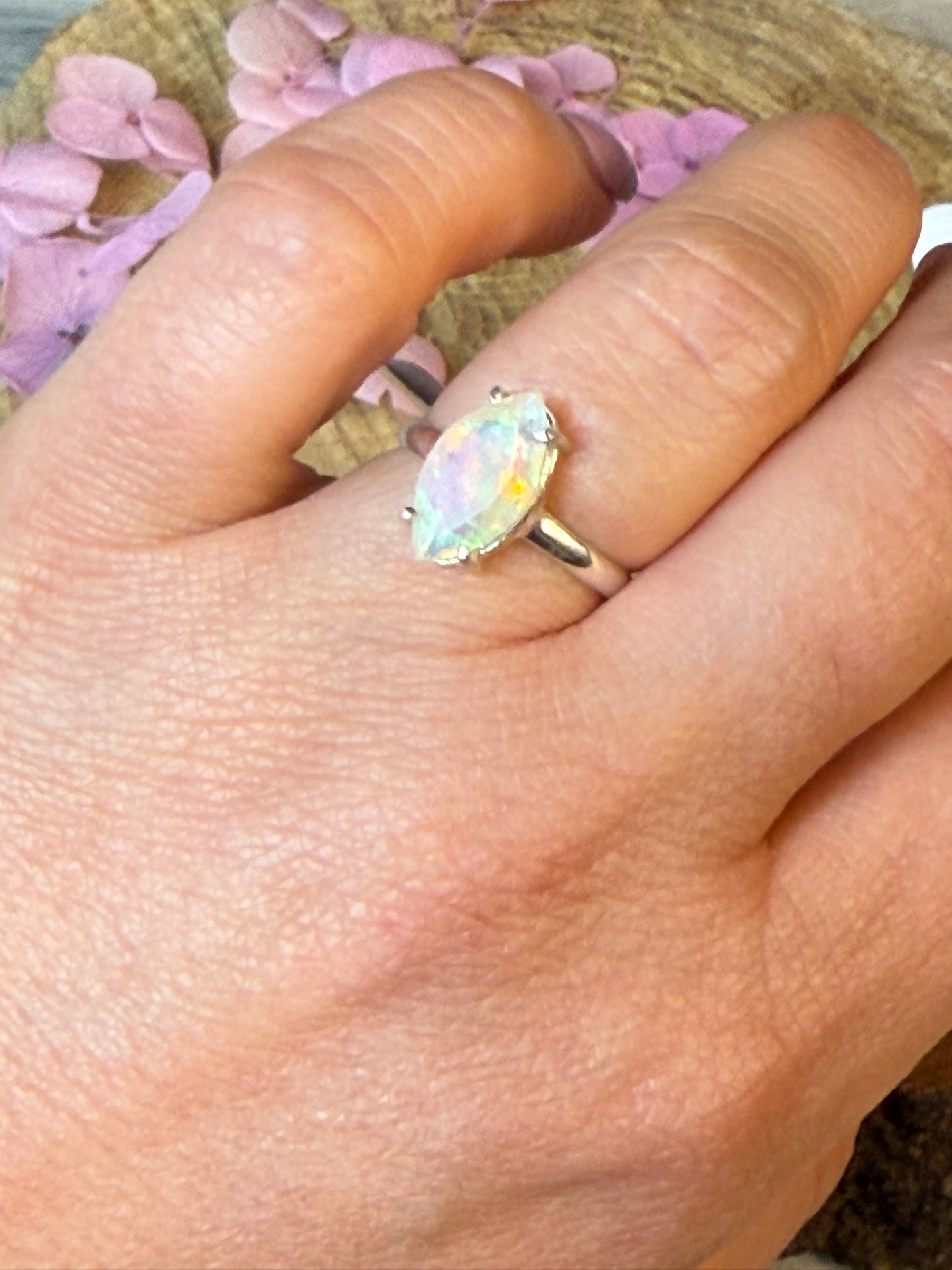 Ethiopian Opal 925 Silver Ring - Size L 1/2 - M