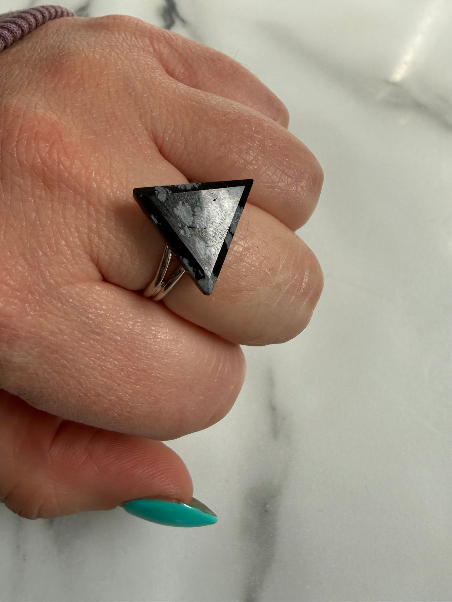 Snowflake Jasper Handmade Adjustable Silver Plated Ring