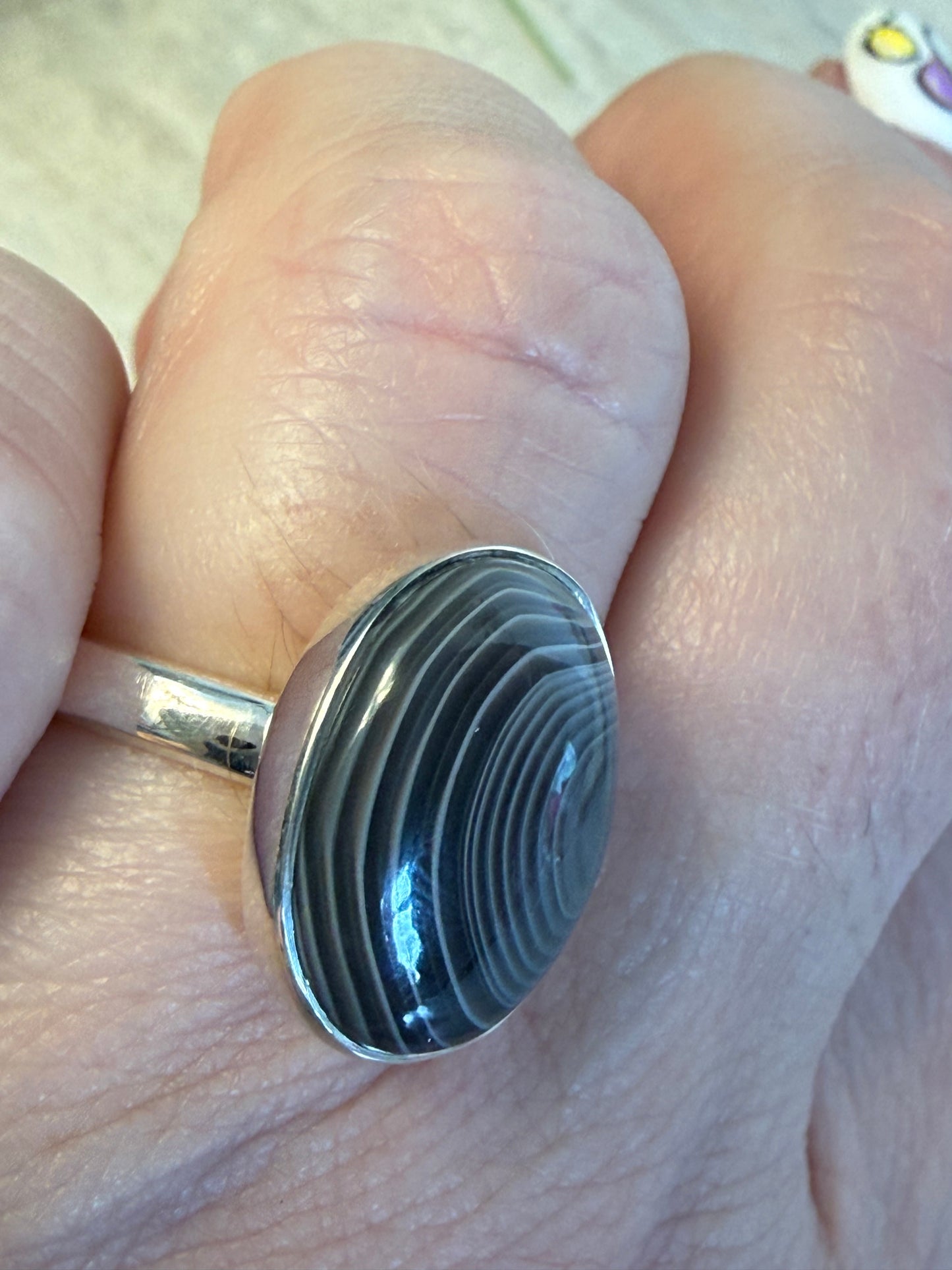 Botswana Agate Adjustable 925 Silver Ring
