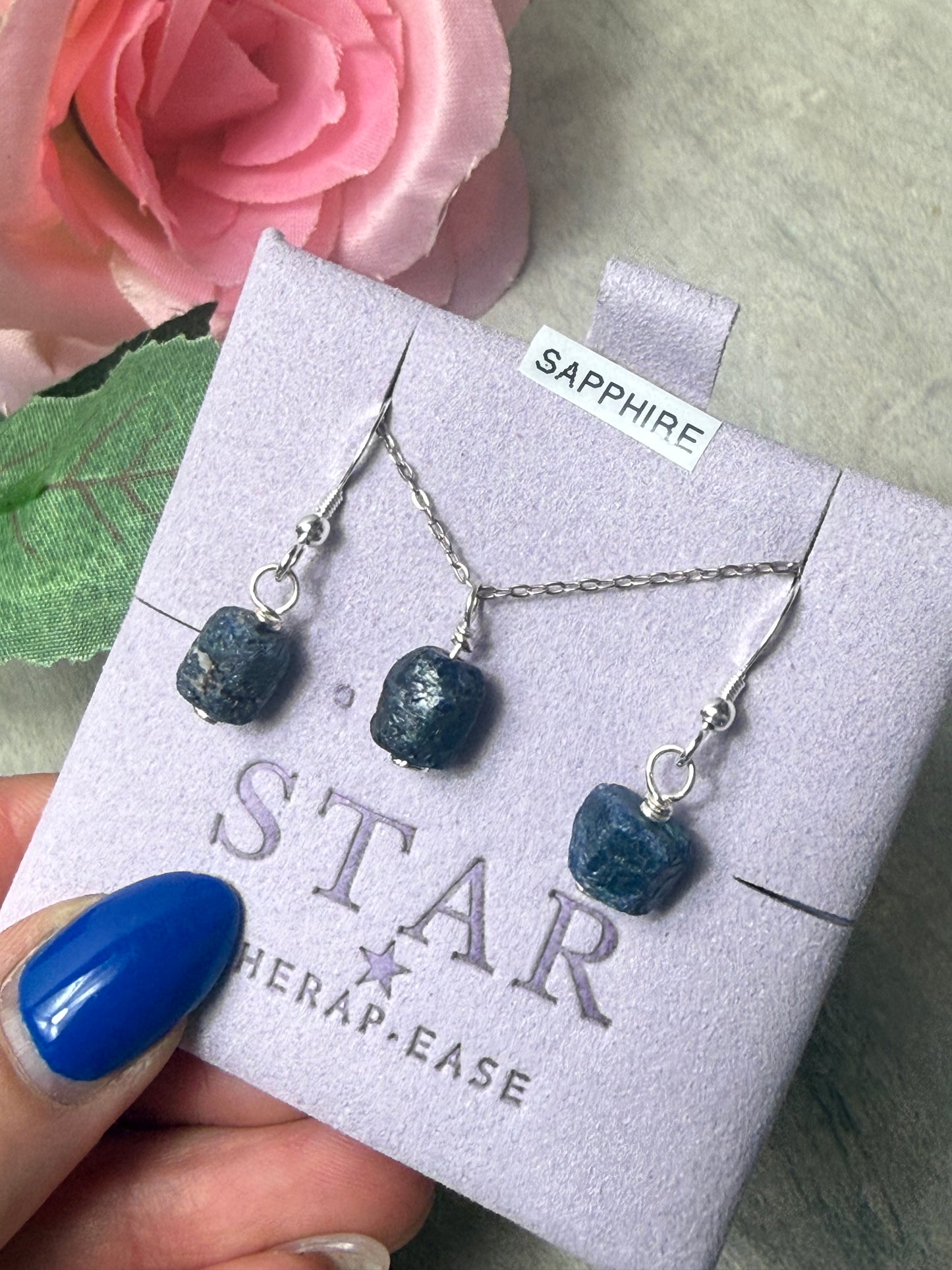 Handmade 925 Raw Wire Wrap Necklace & Earrings by Star Therap-ease