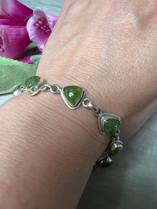 Vessonite (Green Garnet) Rare Sterling Silver 925 Bracelet