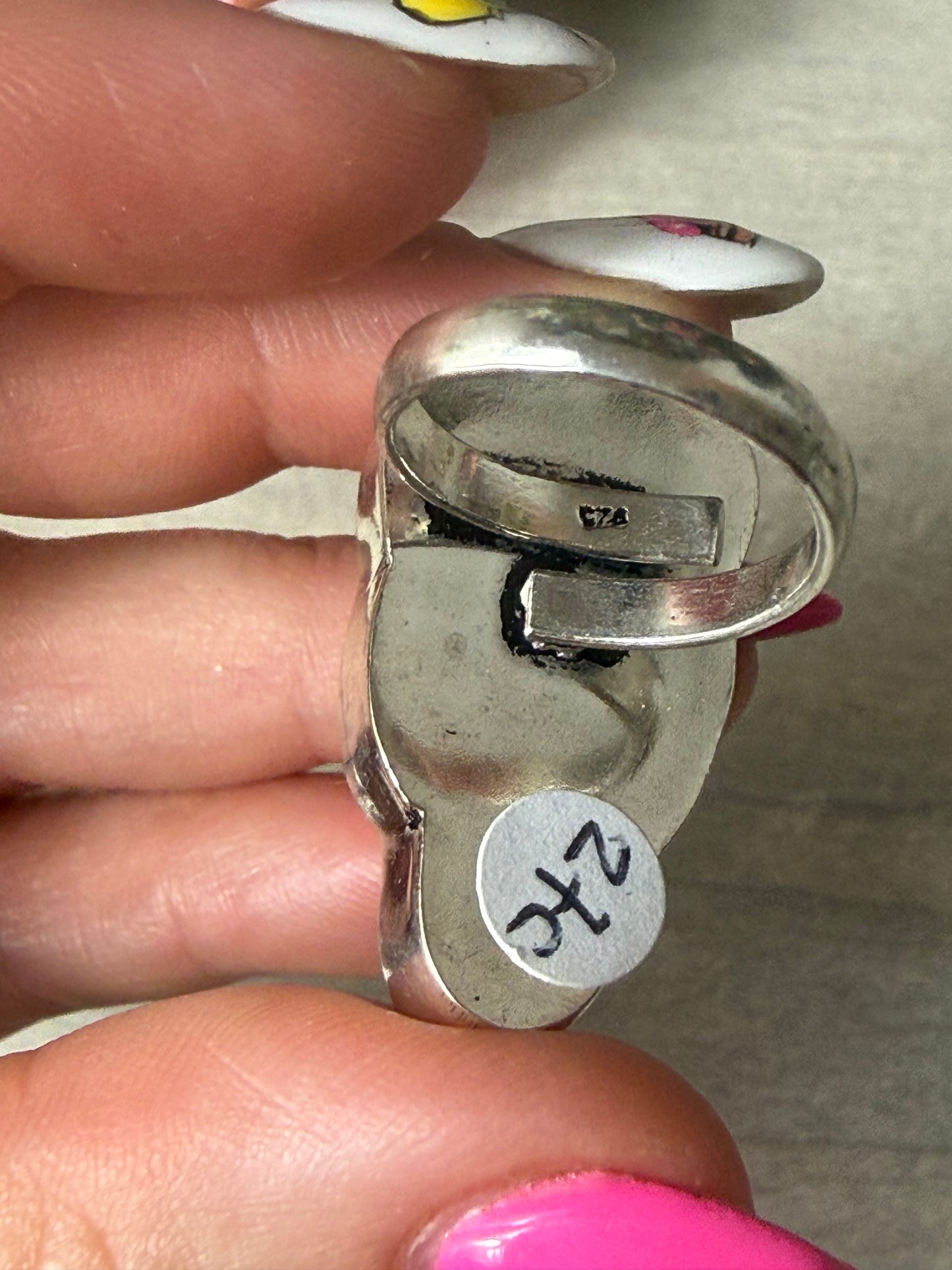 Lab Cloud Adjustable Silver Plated Ring
