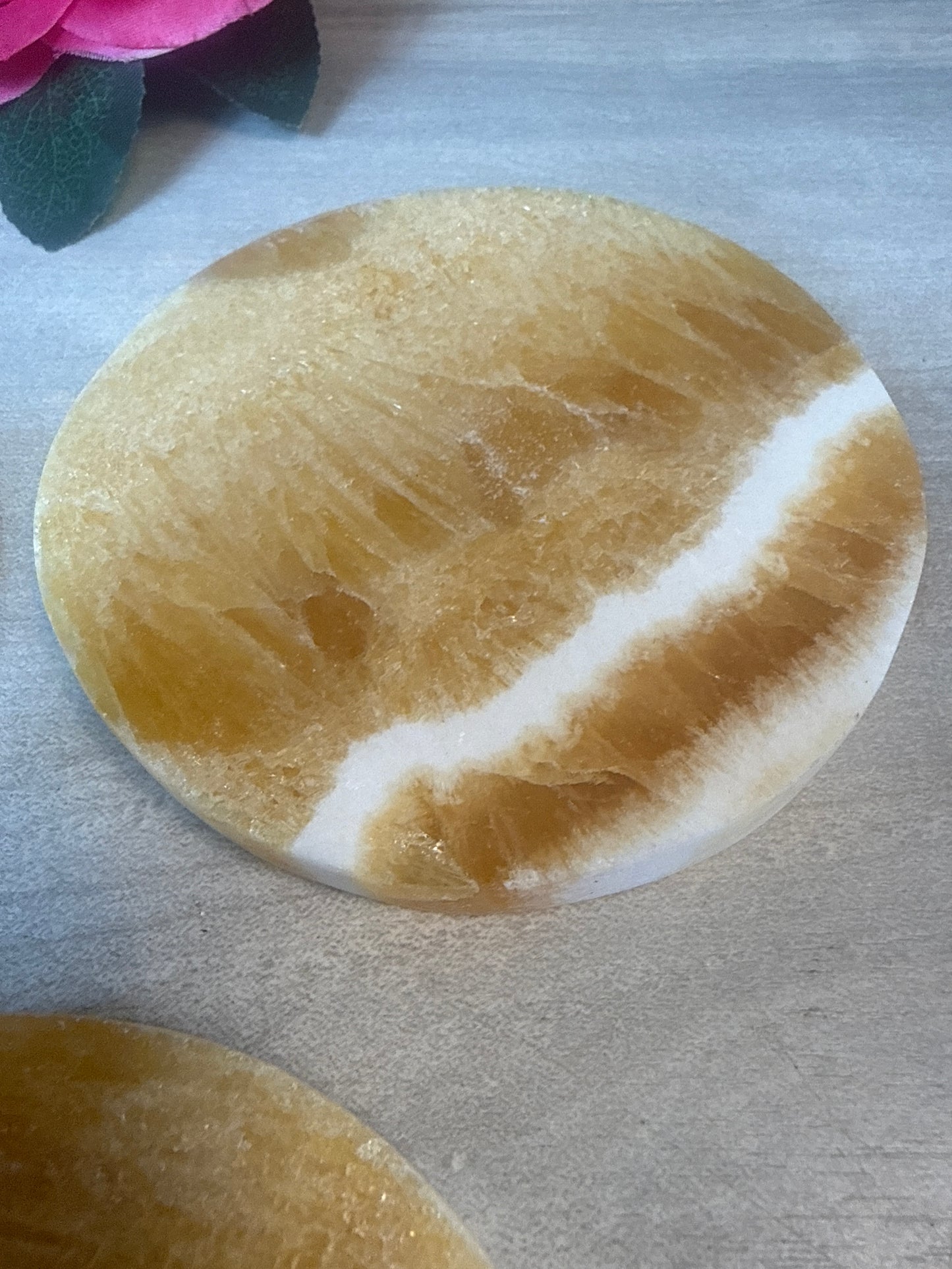 Orange Calcite Coaster / Charging Plate