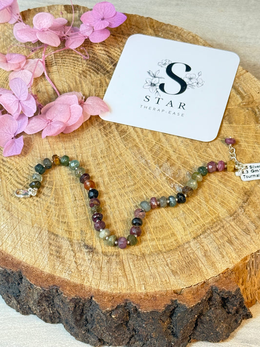 Mix Tourmaline Facet Sterling 925 Bracelet