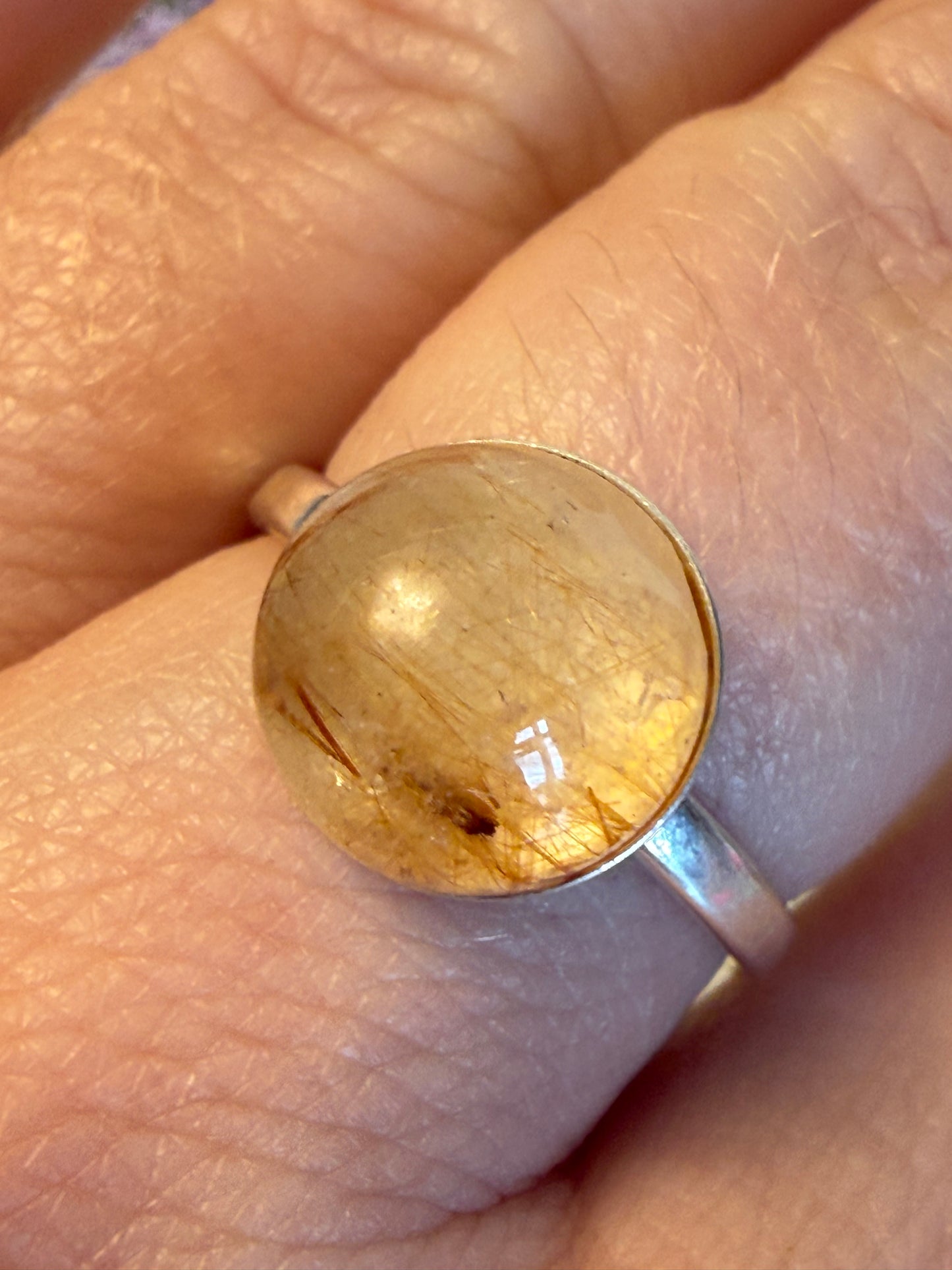 Handmade Rutile 925 Silver Ring - Size M 1/2