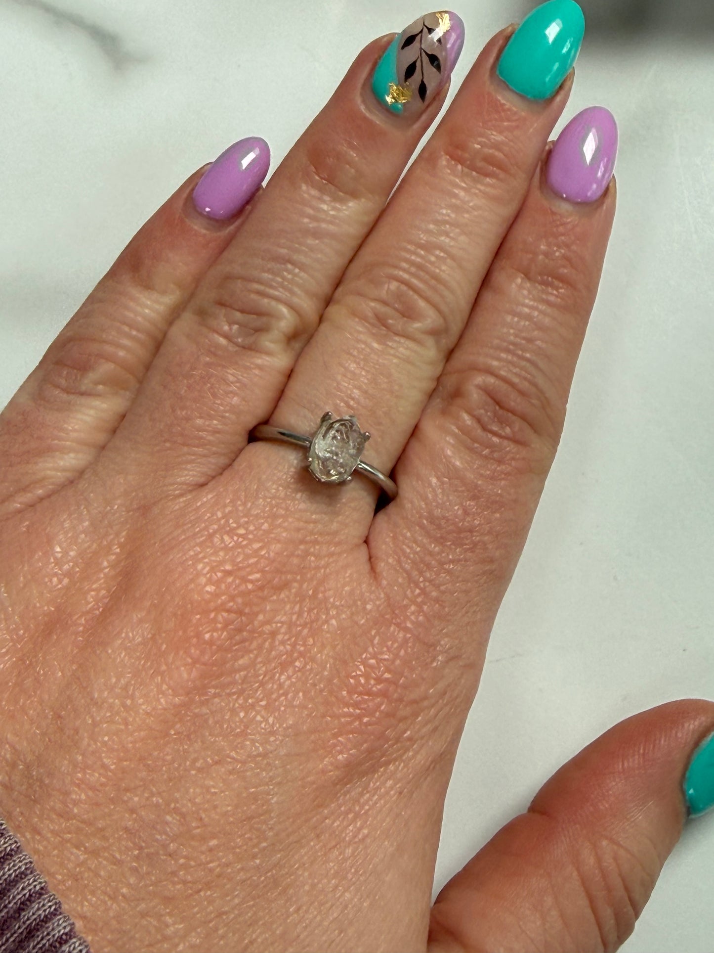 Herkimer Adjustable Silver Plated Ring