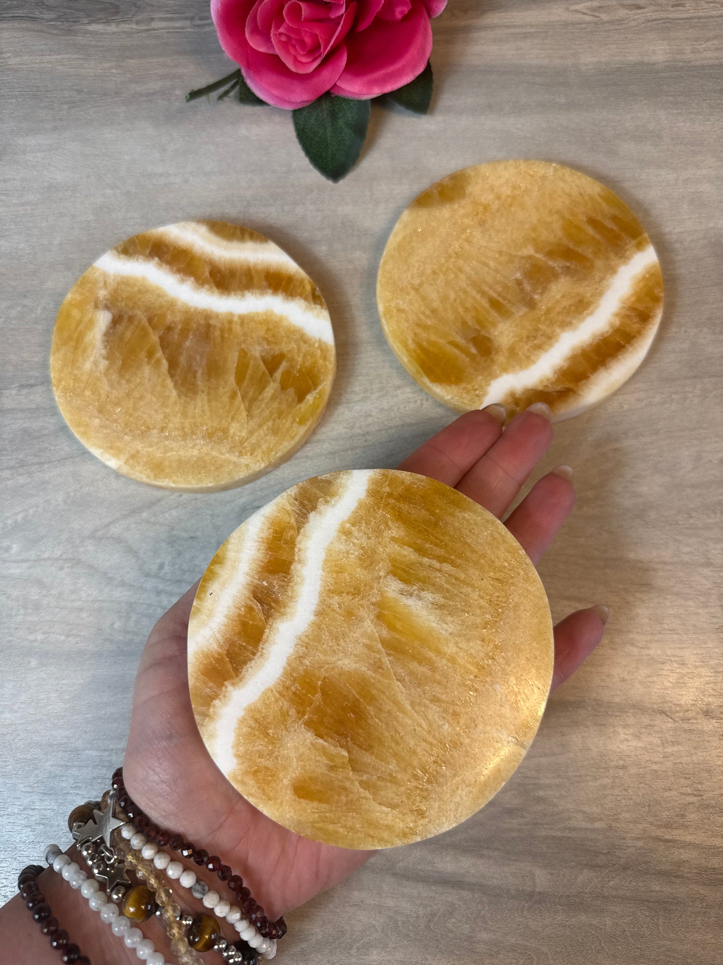 Orange Calcite Coaster / Charging Plate