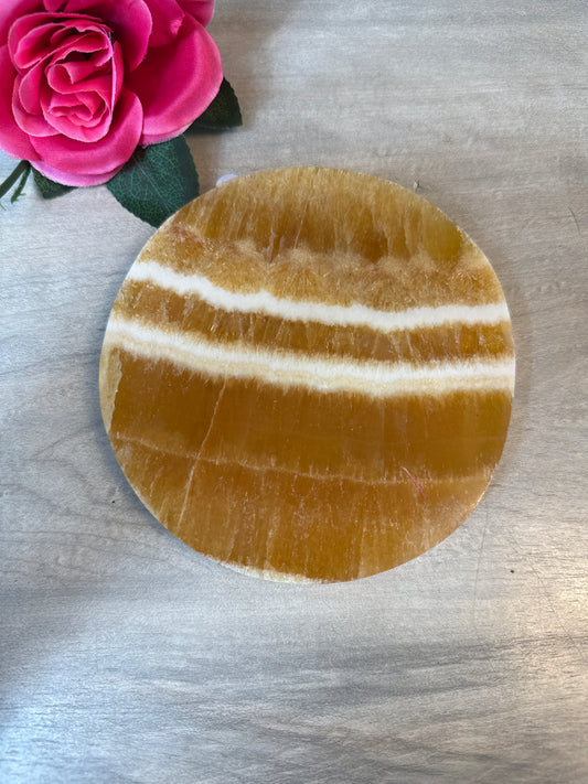XL Orange Calcite Coaster / Charging Plate (Copy)