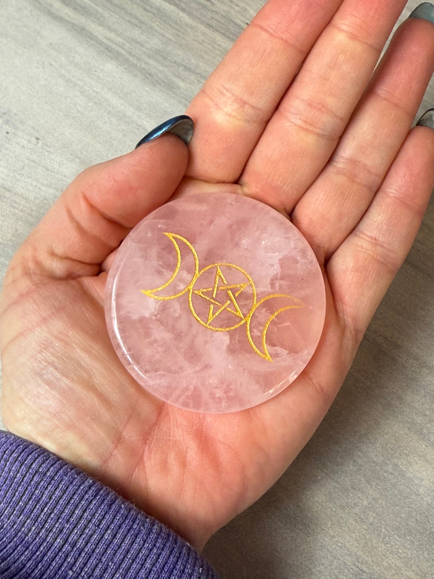 Goddess Rose Disc Palm Stone