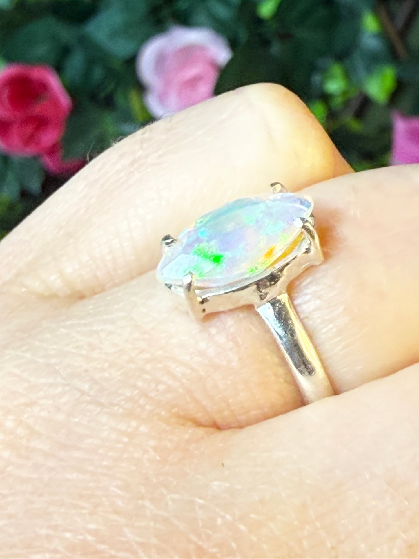Ethiopian Opal 925 Silver Ring - Size L 1/2 - M