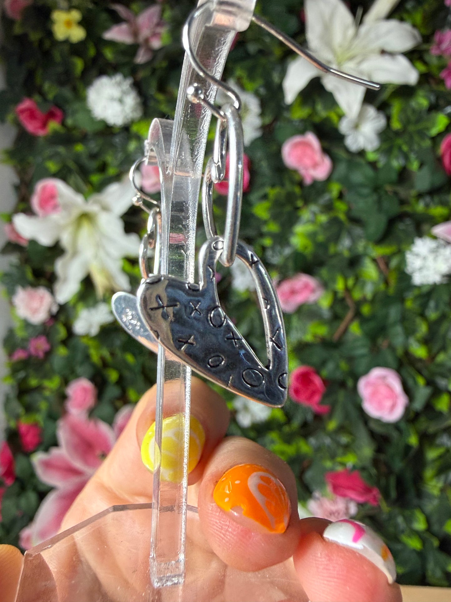 Duo Drop Heart Earrings - Stainless steel