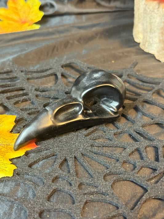 Large Obsidian Raven Crow Skull
