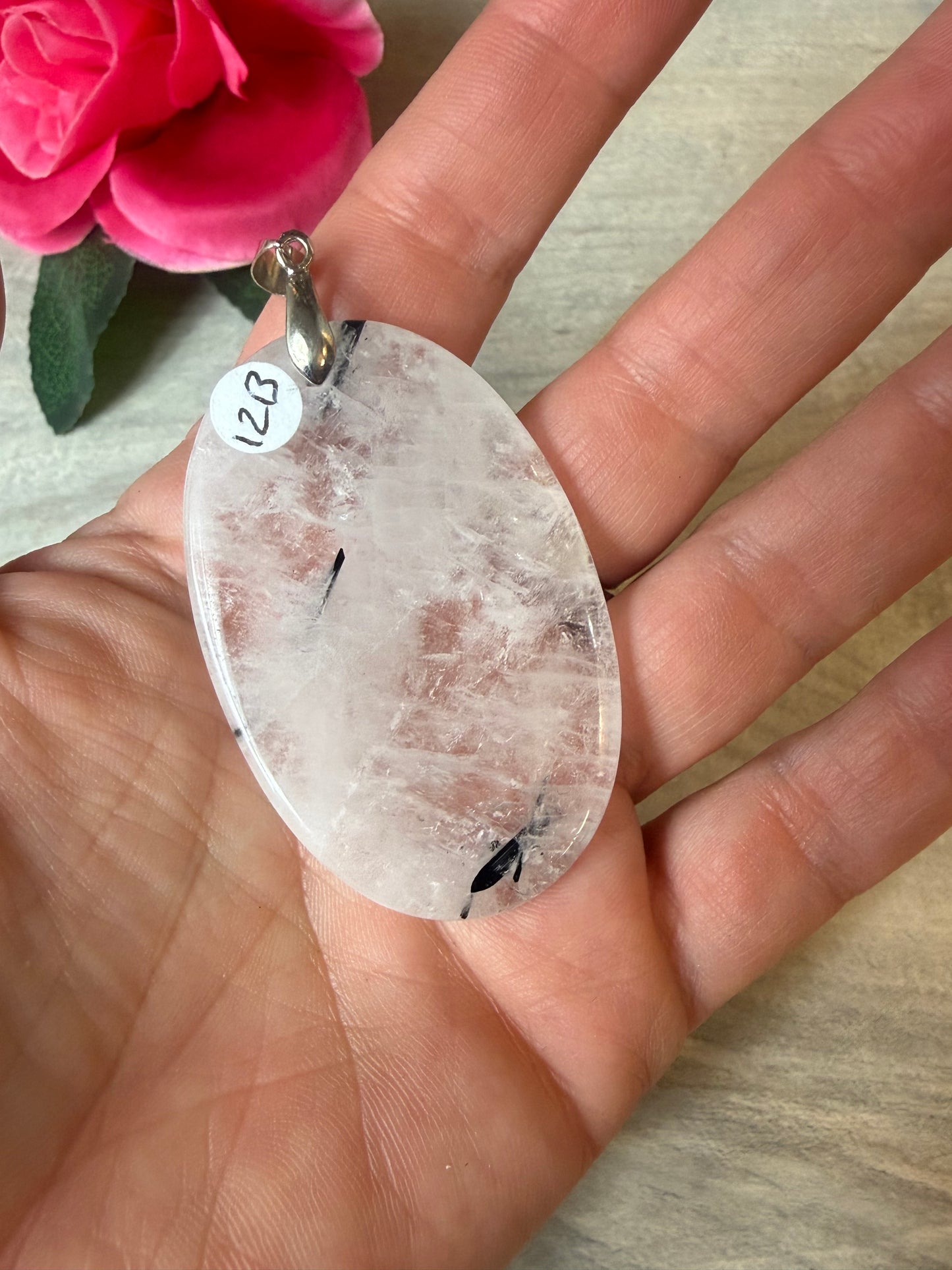 Tourmaline in Quartz Pendant - Stainless Steel