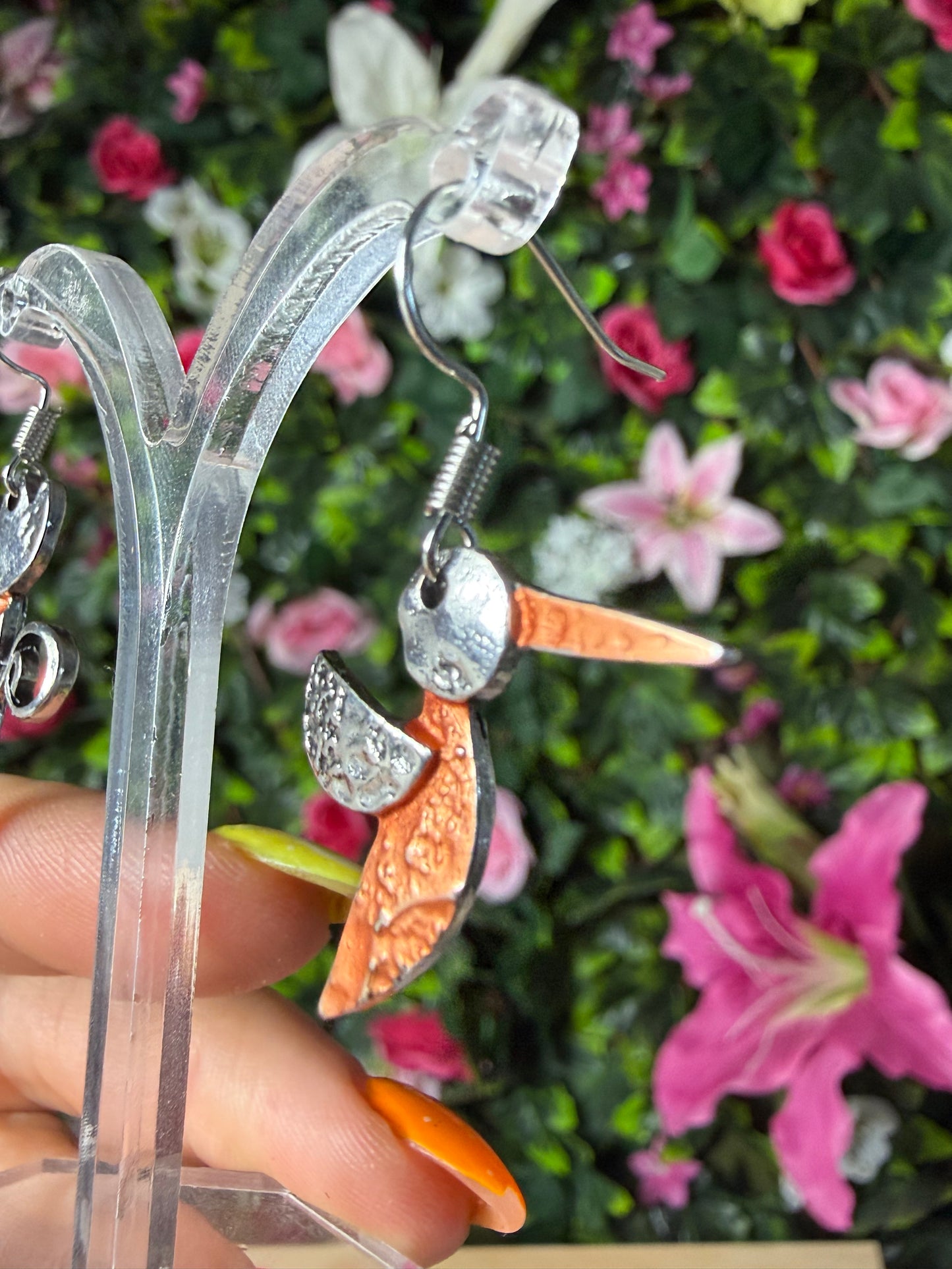 Nature Hummingbird Earrings - Stainless steel / Copper