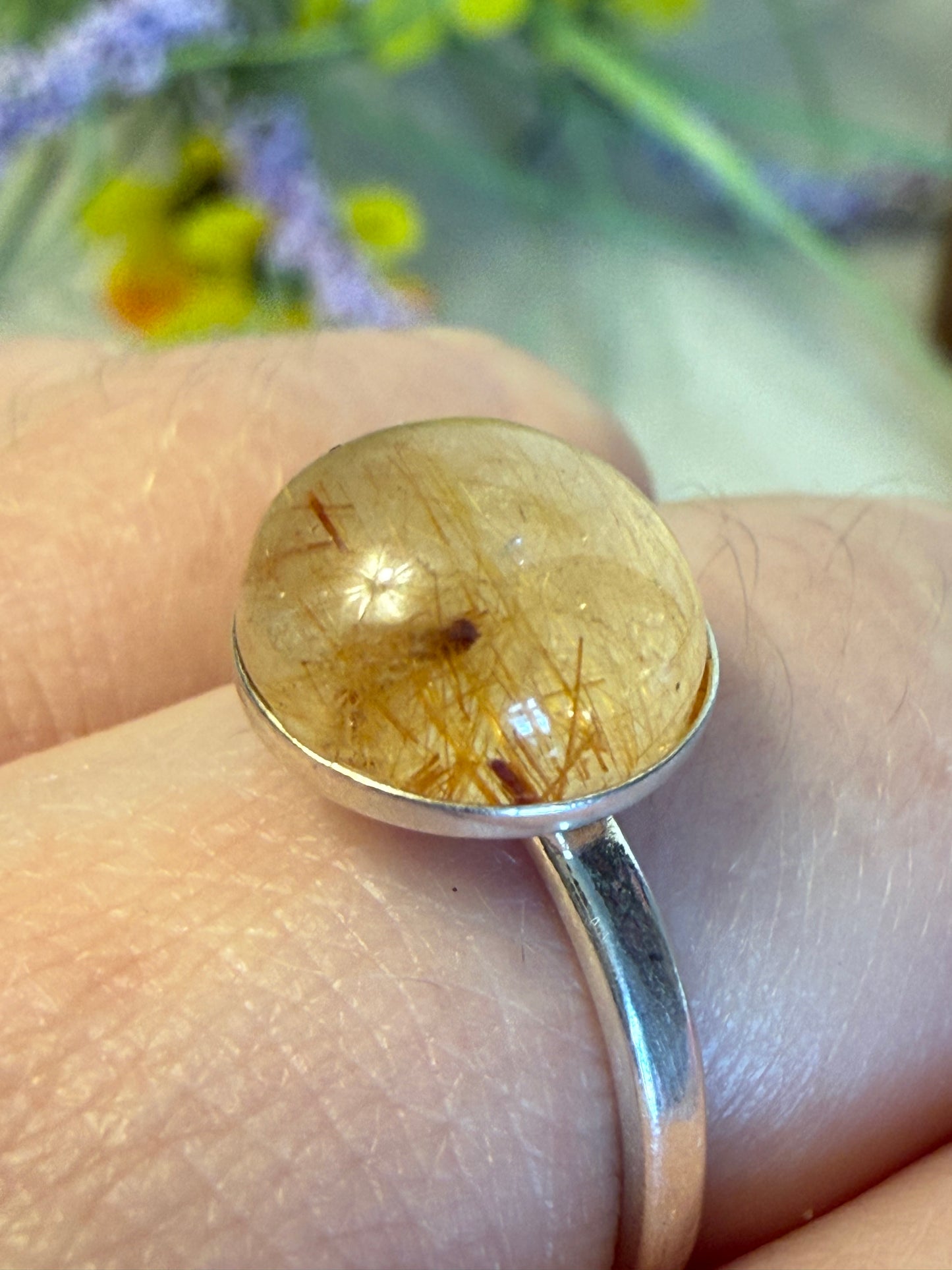 Handmade Rutile 925 Silver Ring - Size M 1/2
