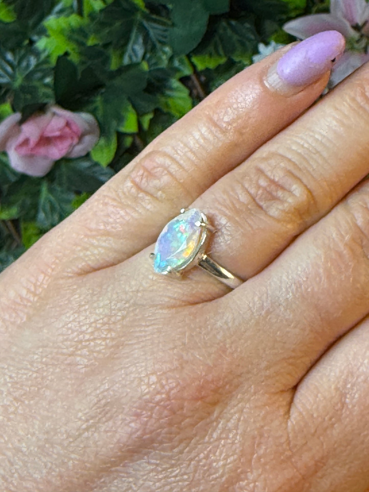 Ethiopian Opal 925 Silver Ring - Size L 1/2 - M
