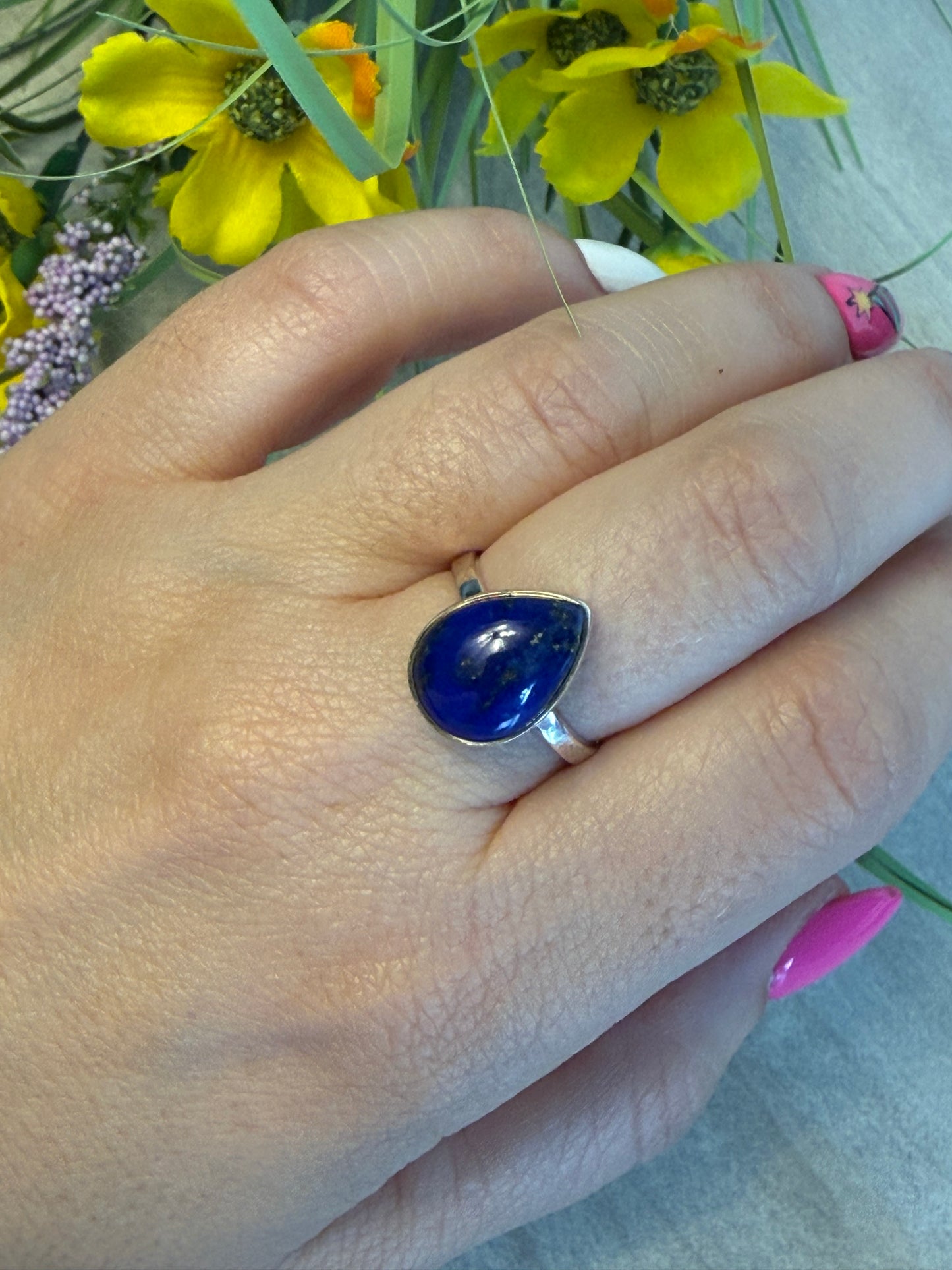 Lapis Adjustable 925 Silver Ring