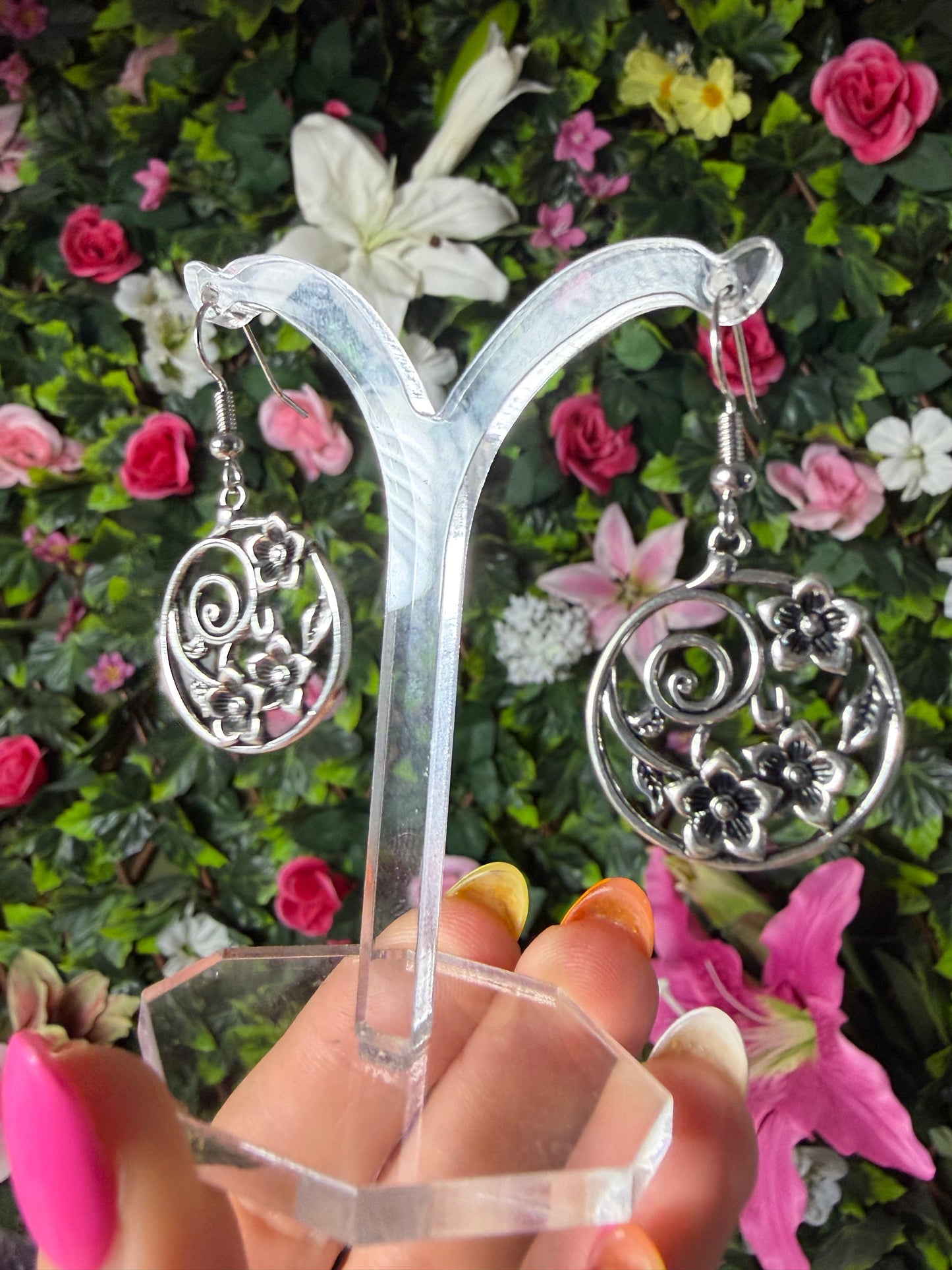 Swirl Flower Earrings - Stainless steel