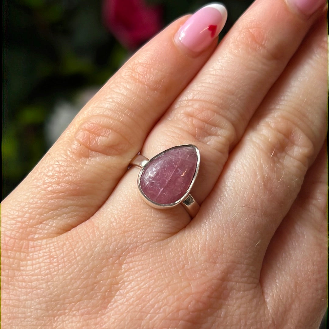 Pink Tourmaline 925 Silver Ring - Size L 1/2  AA GRADE