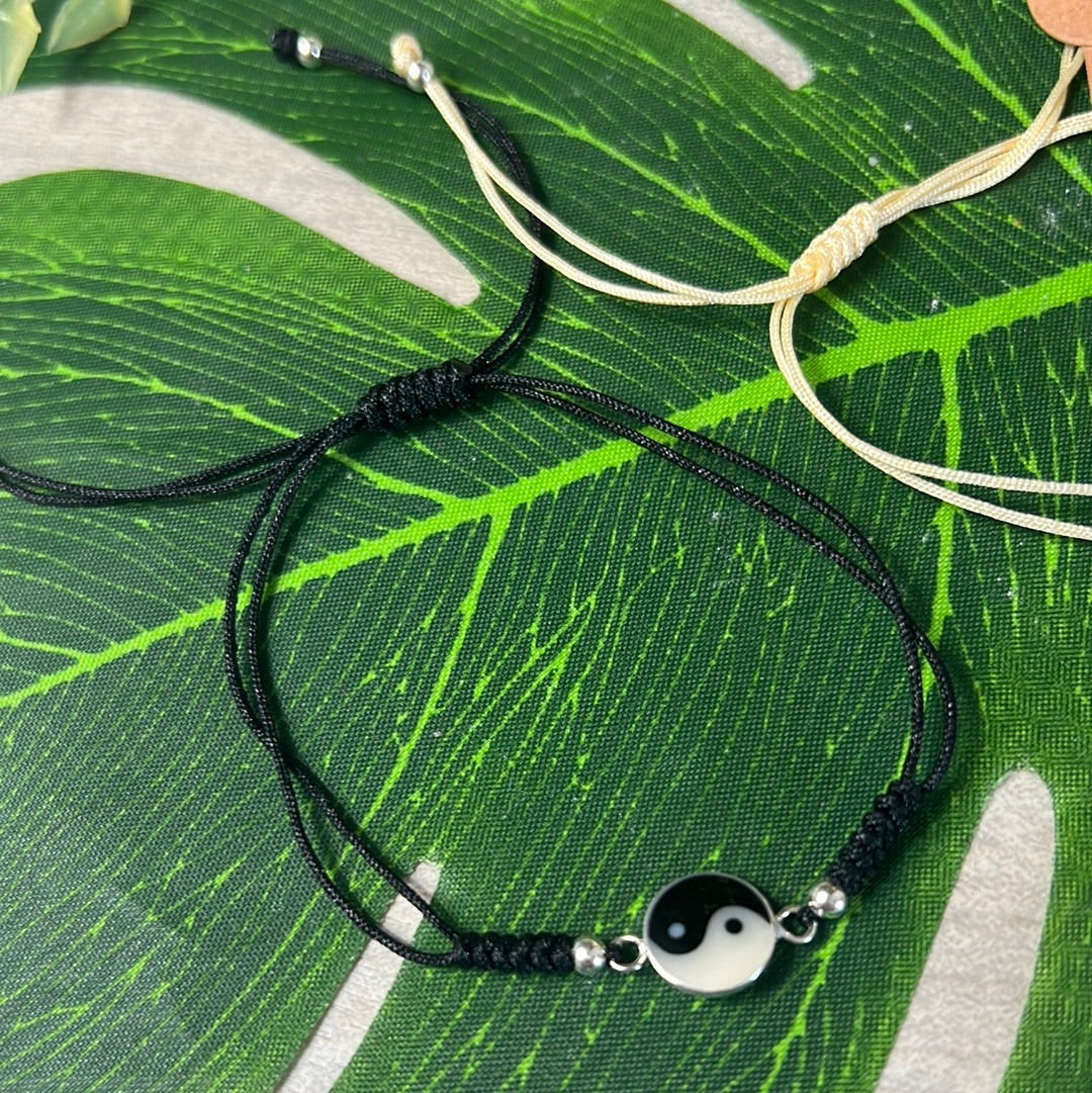Ying Yang Sterling 925 Silver Adjustable Bracelet