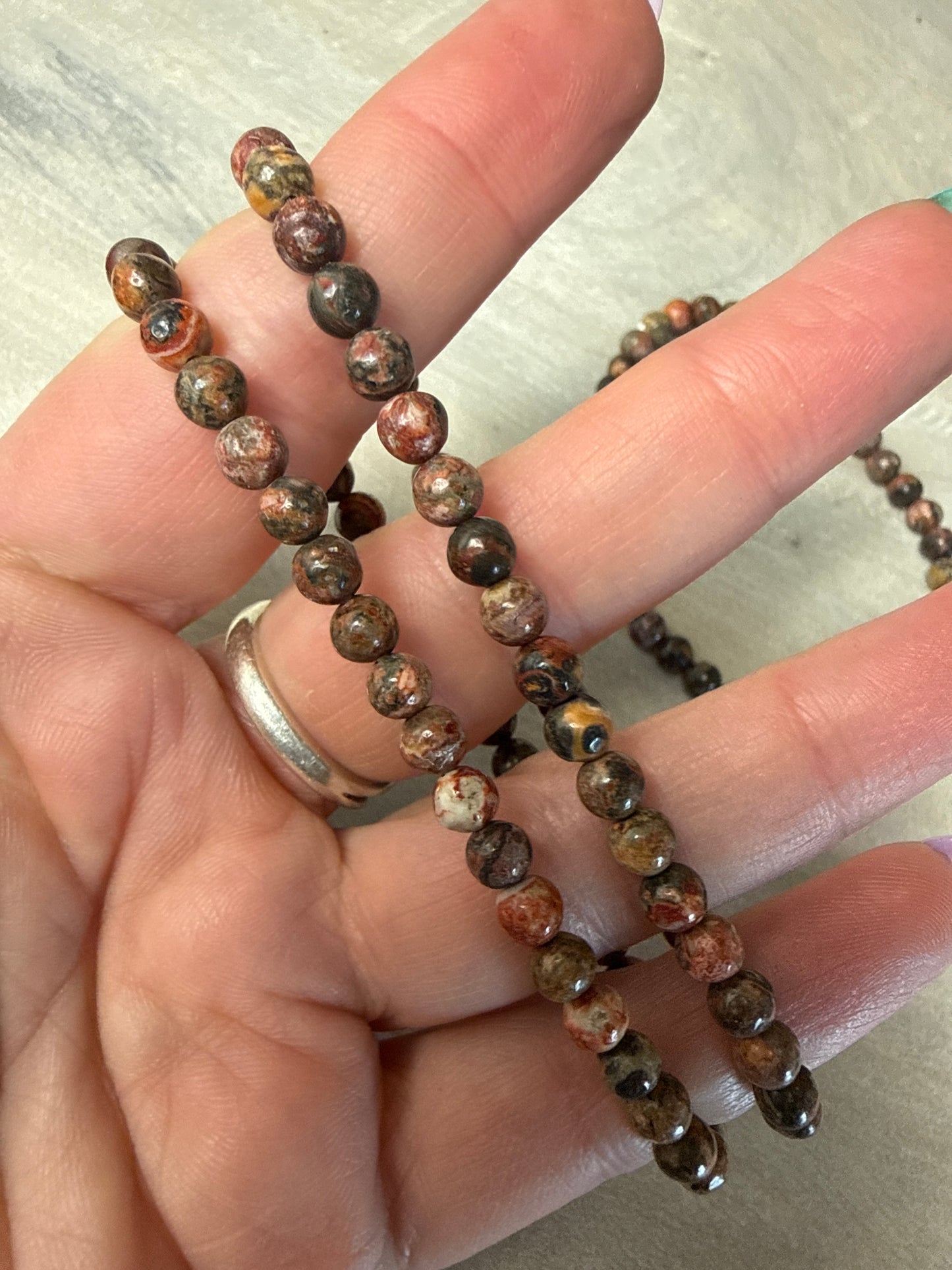 4mm Leopard Skin Jasper Bead Bracelet