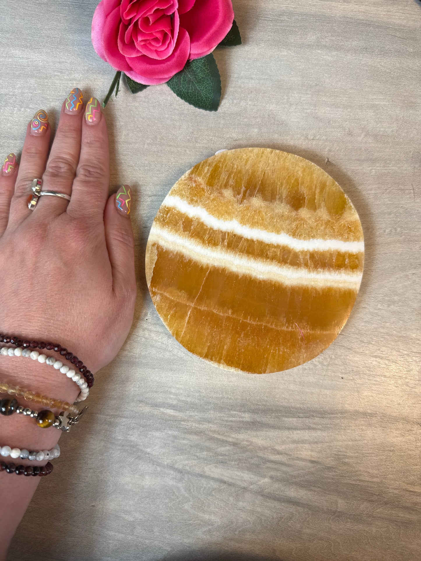 XL Orange Calcite Coaster / Charging Plate (Copy)