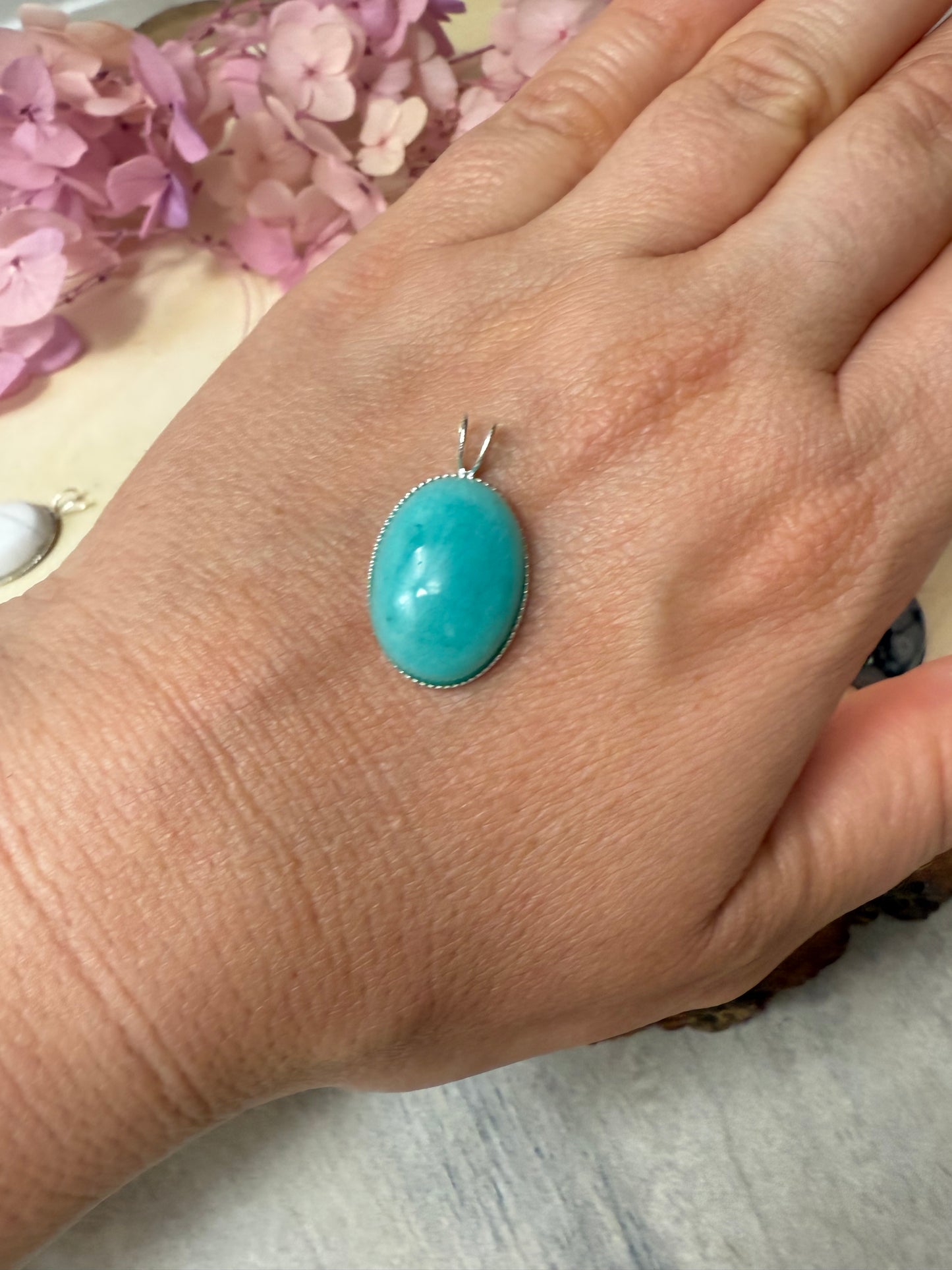 Handmade Oval 925 Sterling Pendant - Bunny Rabbit Bail