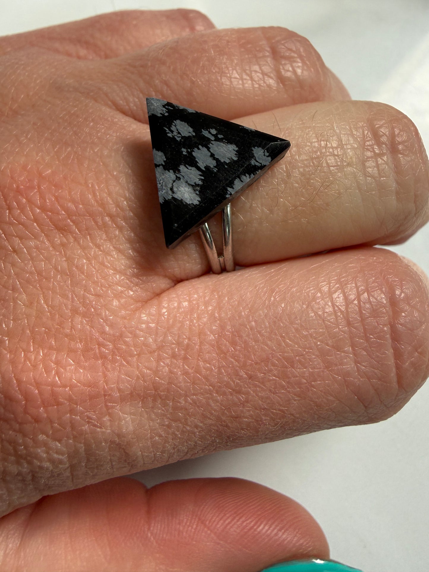 Snowflake Jasper Handmade Adjustable Silver Plated Ring