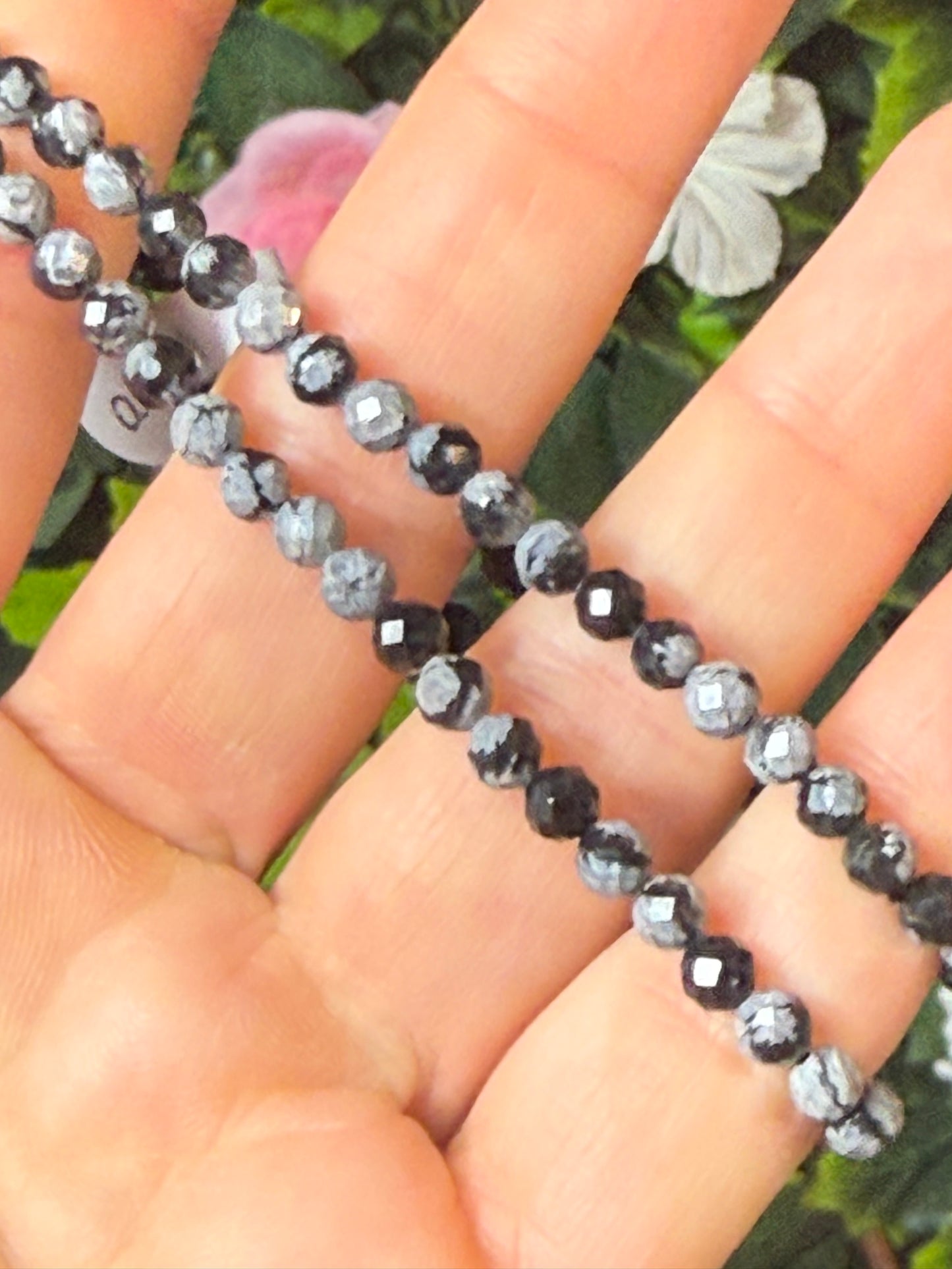 Facet Snowflake Obsidian Bracelet