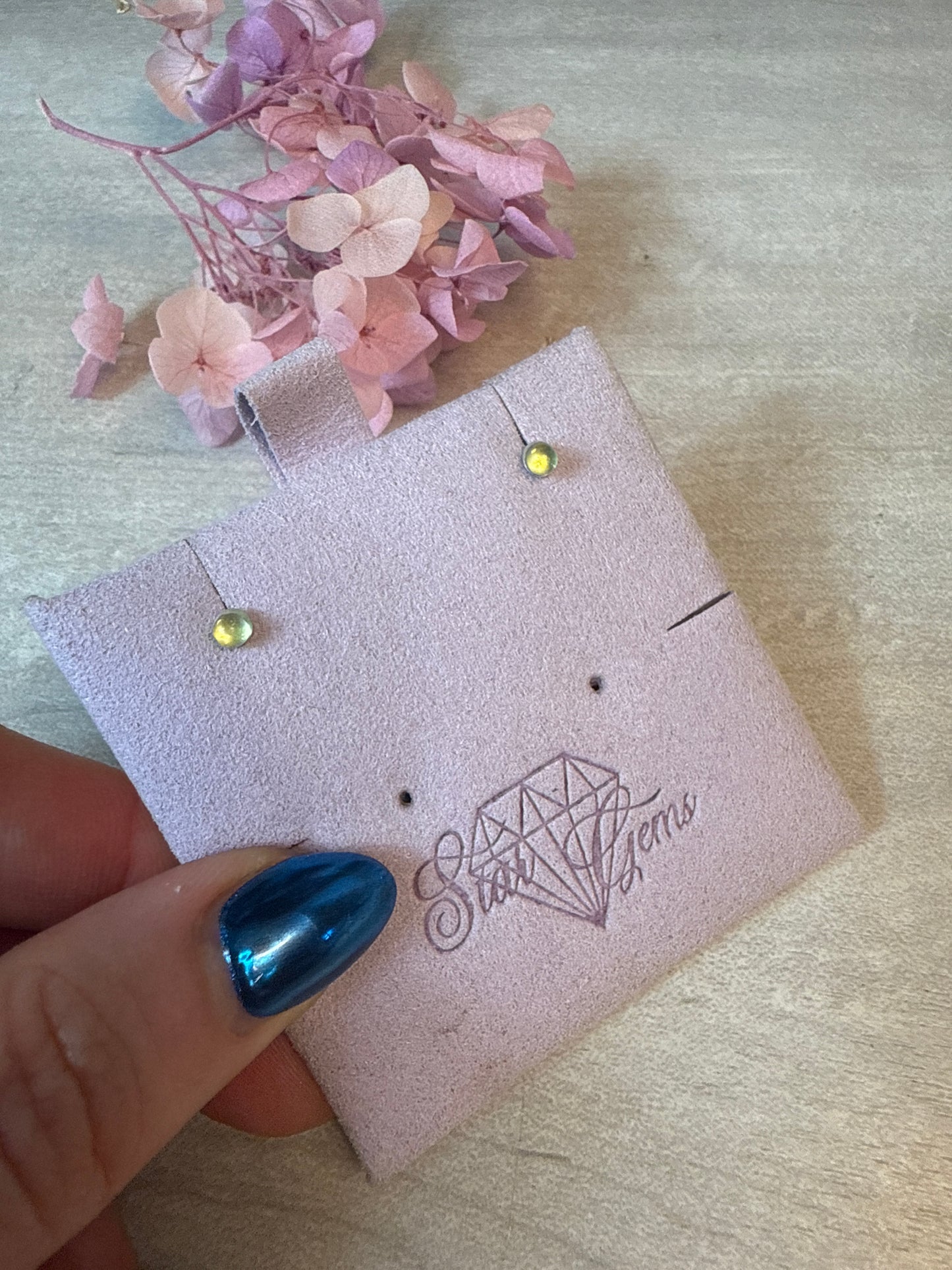 Handmade Peridot 925 Earrings Studs - 3mm
