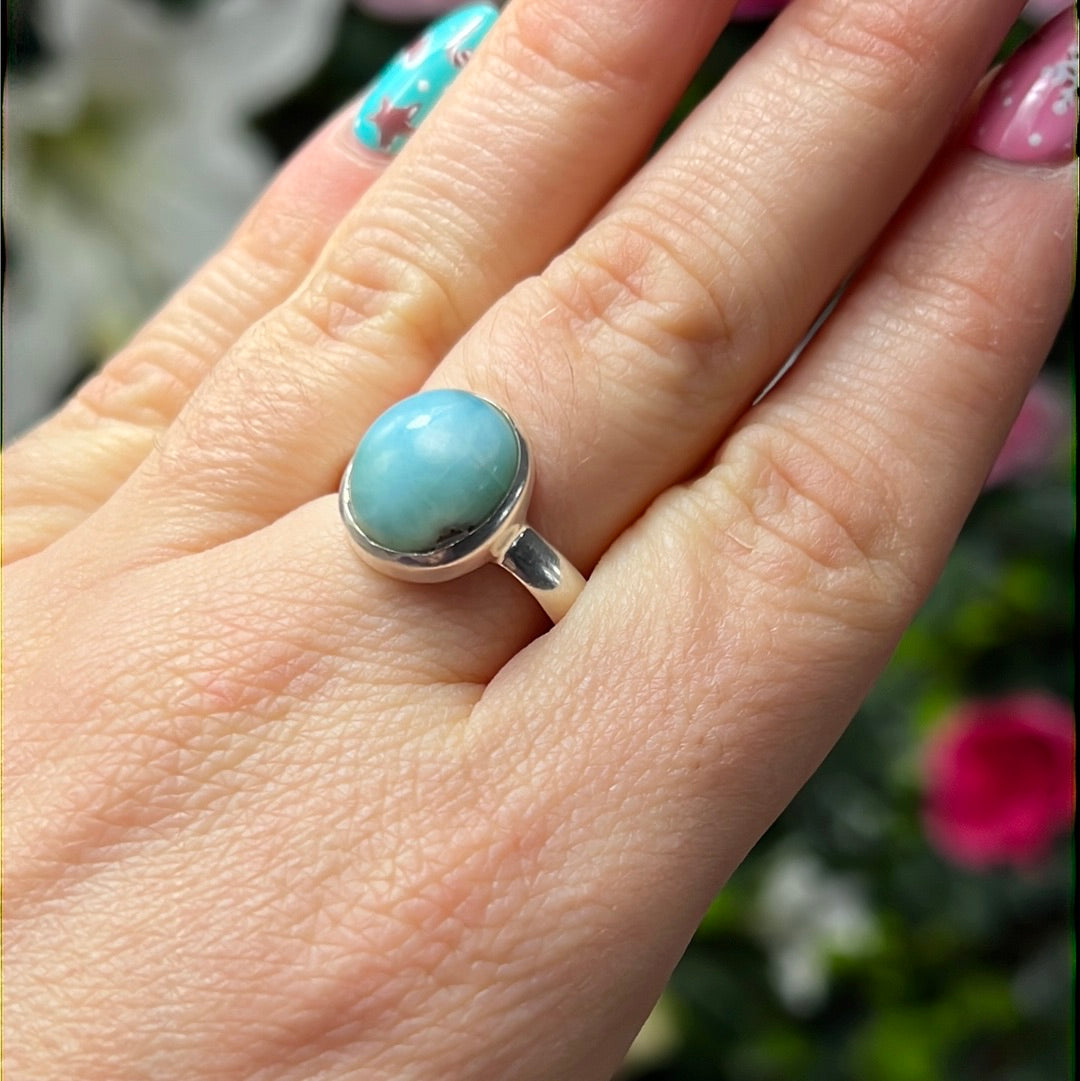 Larimar 925 Sterling Silver Ring - Size Q