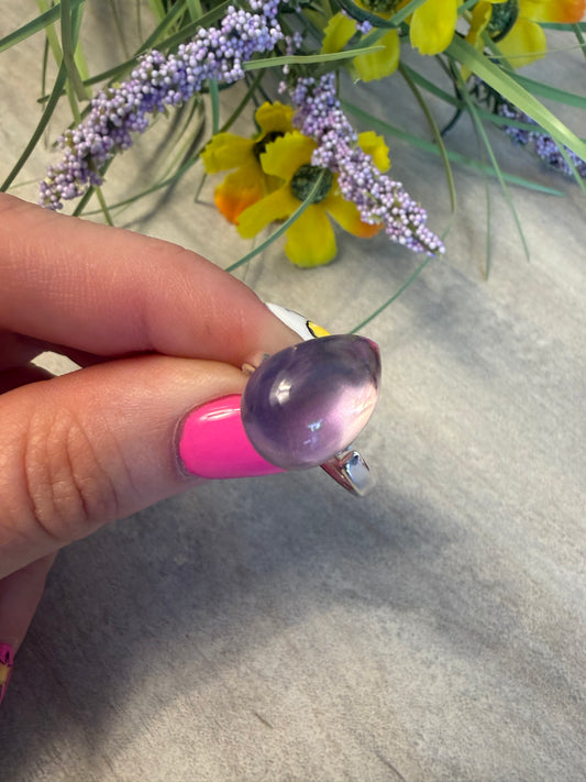 Handmade Amethyst Adjustable 925 Silver Ring