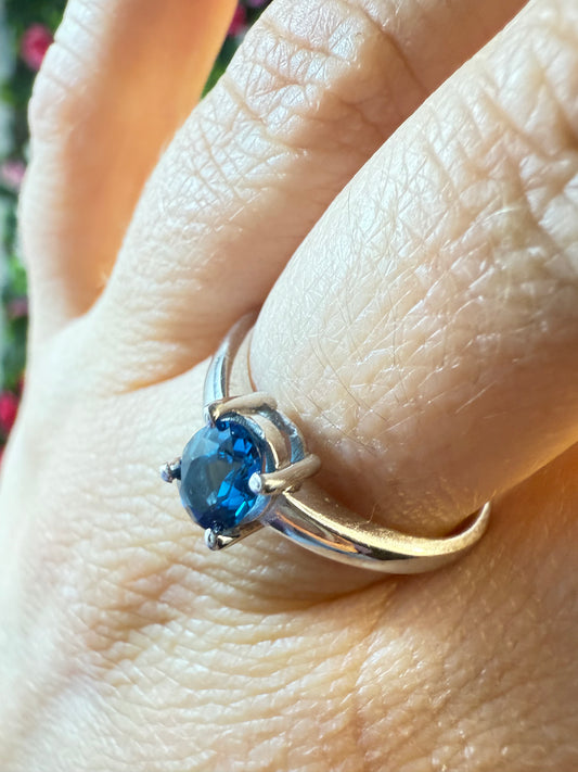 London Blue Topaz 925 Silver Ring - Size P 1/2