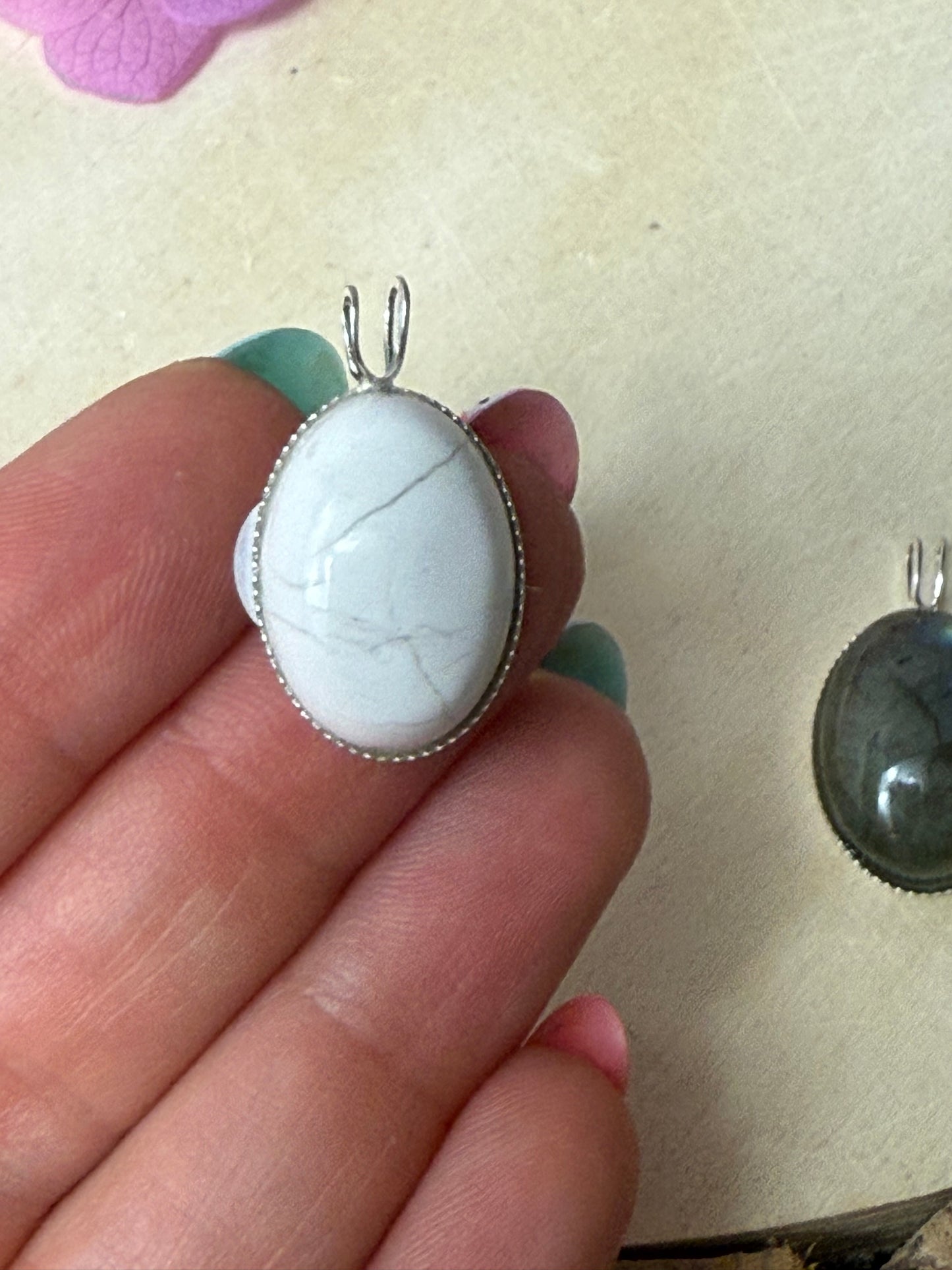 Handmade Oval 925 Sterling Pendant - Bunny Rabbit Bail