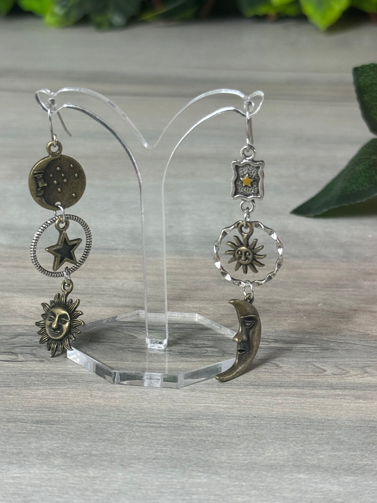 Celestial sun moon star Earrings - Stainless steel