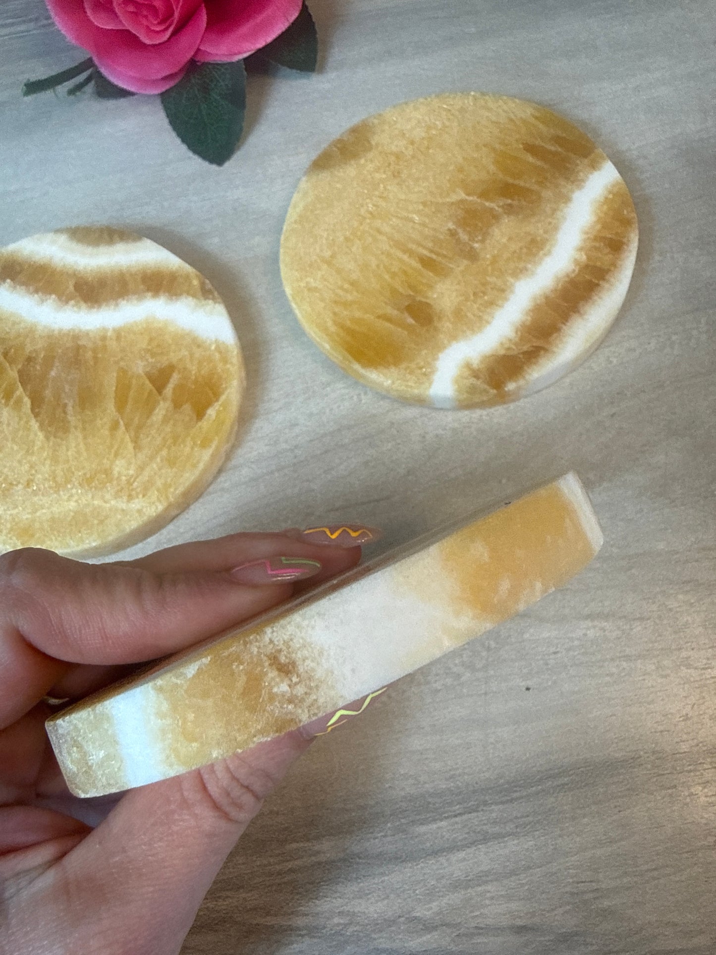 Orange Calcite Coaster / Charging Plate