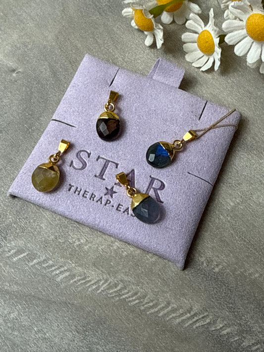 Facet Oval droplet 18K Gold Handmade Pendant