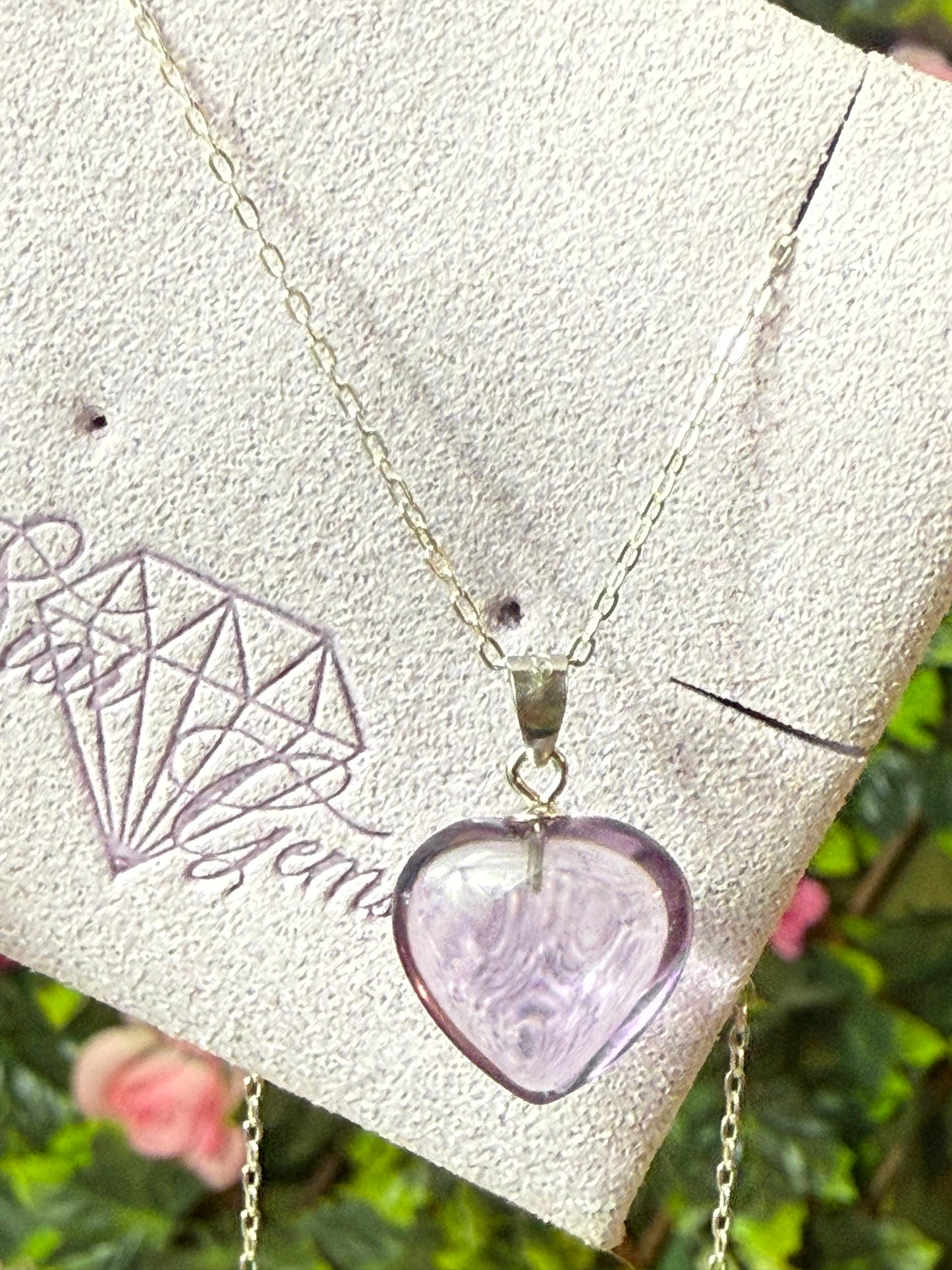 Lilac Amethyst Heart Sterling Pendant