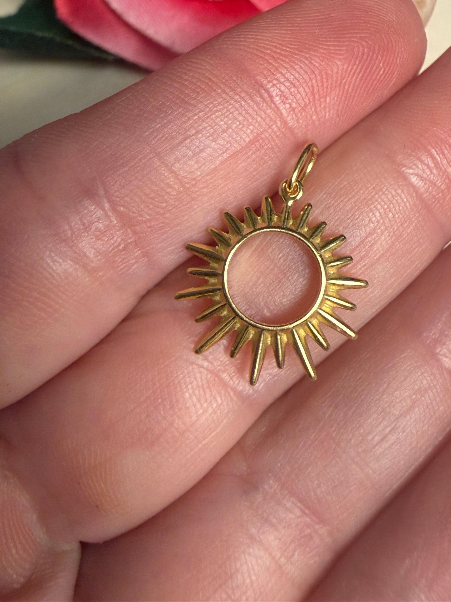 Sun Burst Pendant Necklace Sterling