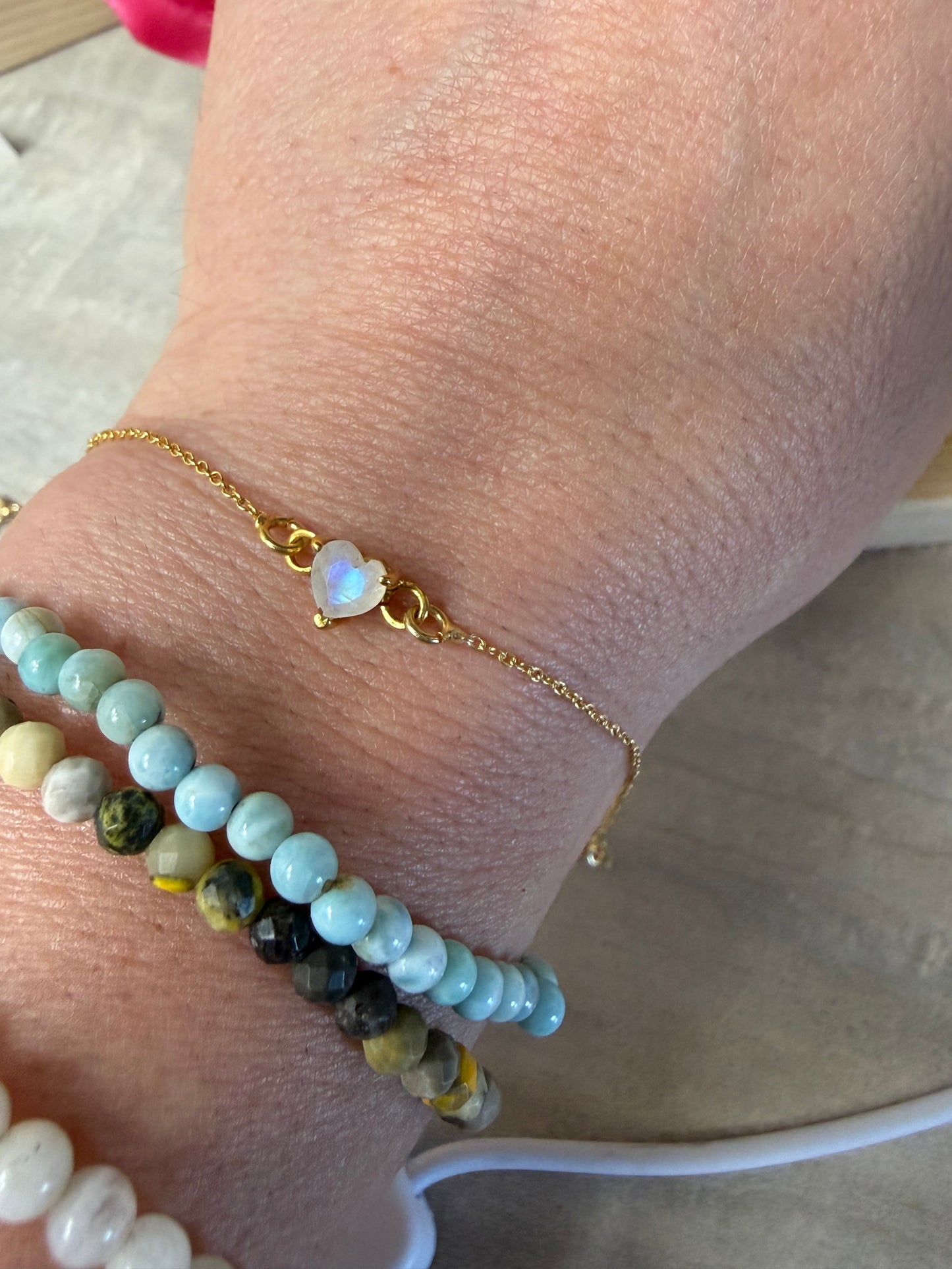 Dainty 925 Gold Heart Bracelet