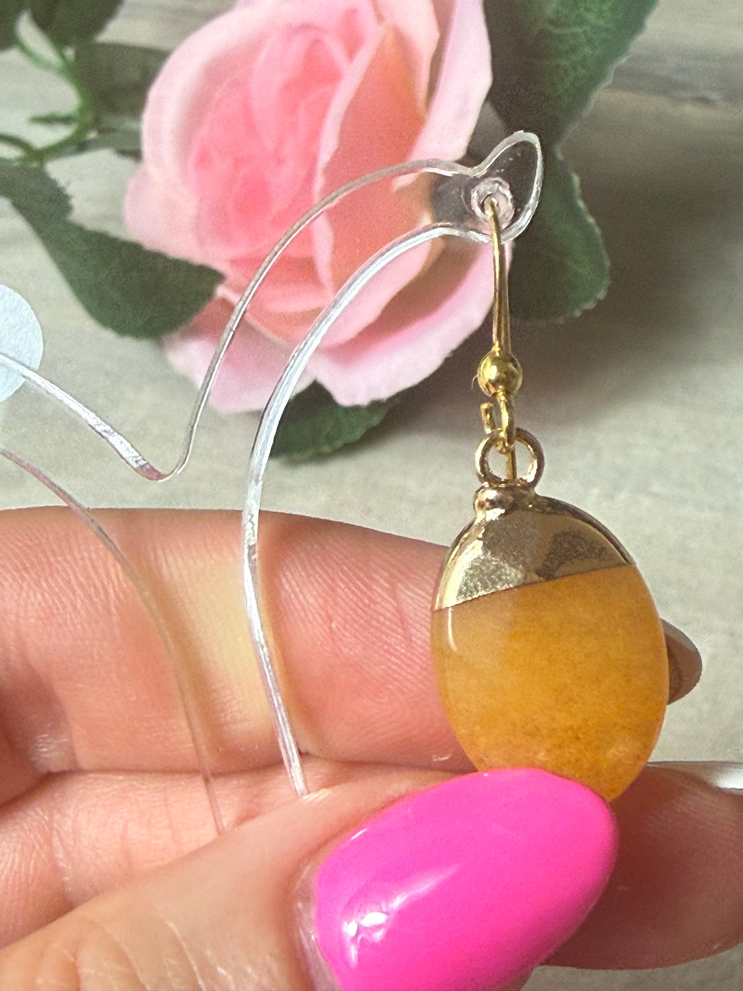 Handmade Gold Orange Calcite Earrings