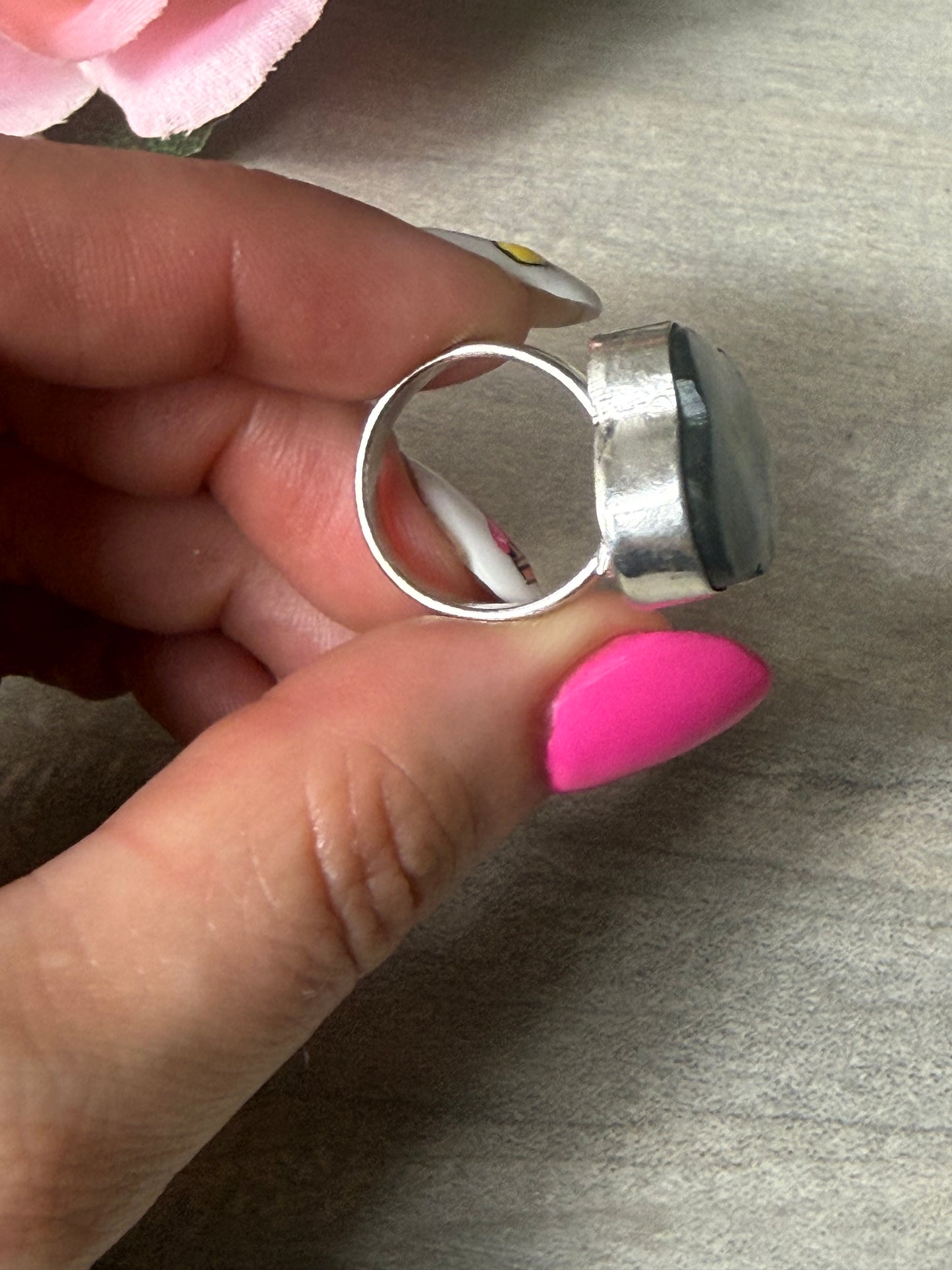 Lab Cloud Adjustable Silver Plated Ring