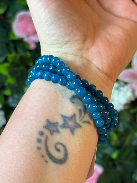 A grade Apatite Trio Wrap Bead Bracelet / Necklace