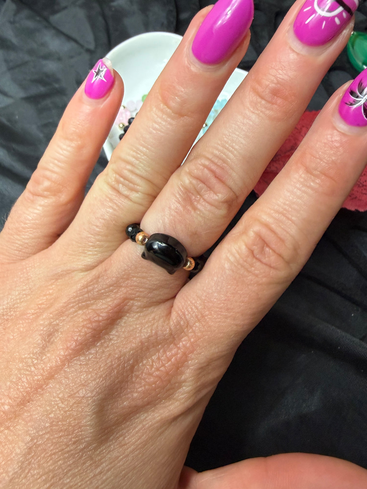 Cat Stretchy Crystal Ring